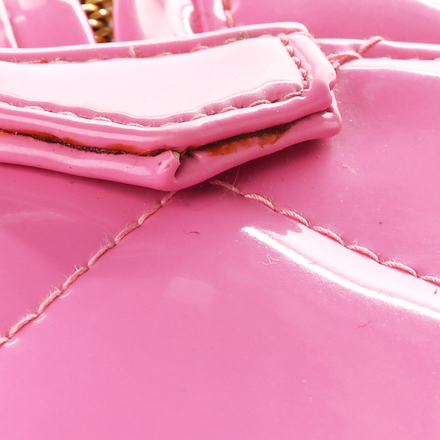 Patent Quilted Barbie Top Handle Heart Mirror Vanity Case Pink