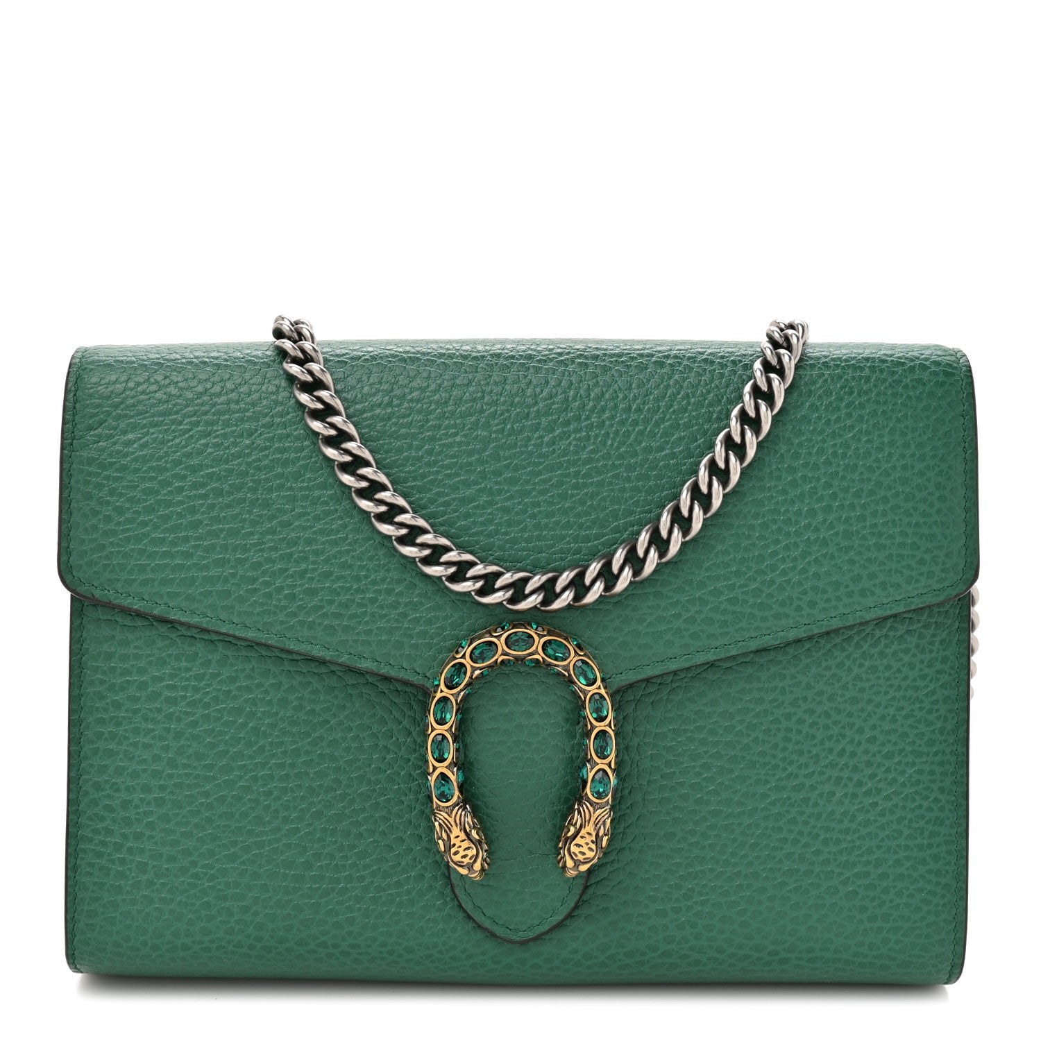 Gucci Calfskin Mini Dionysus Chain Wallet Emerald 1811183