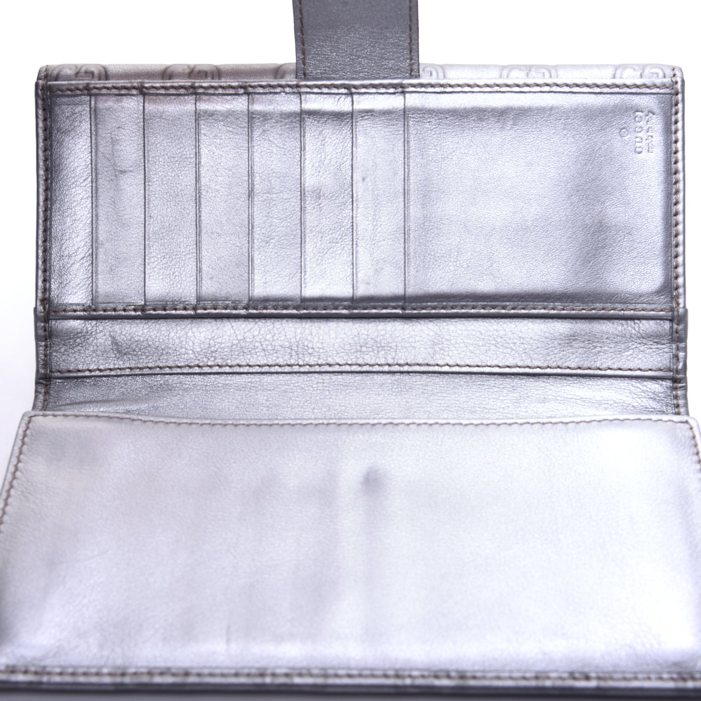 Guccissima Heart Continental Wallet Silver