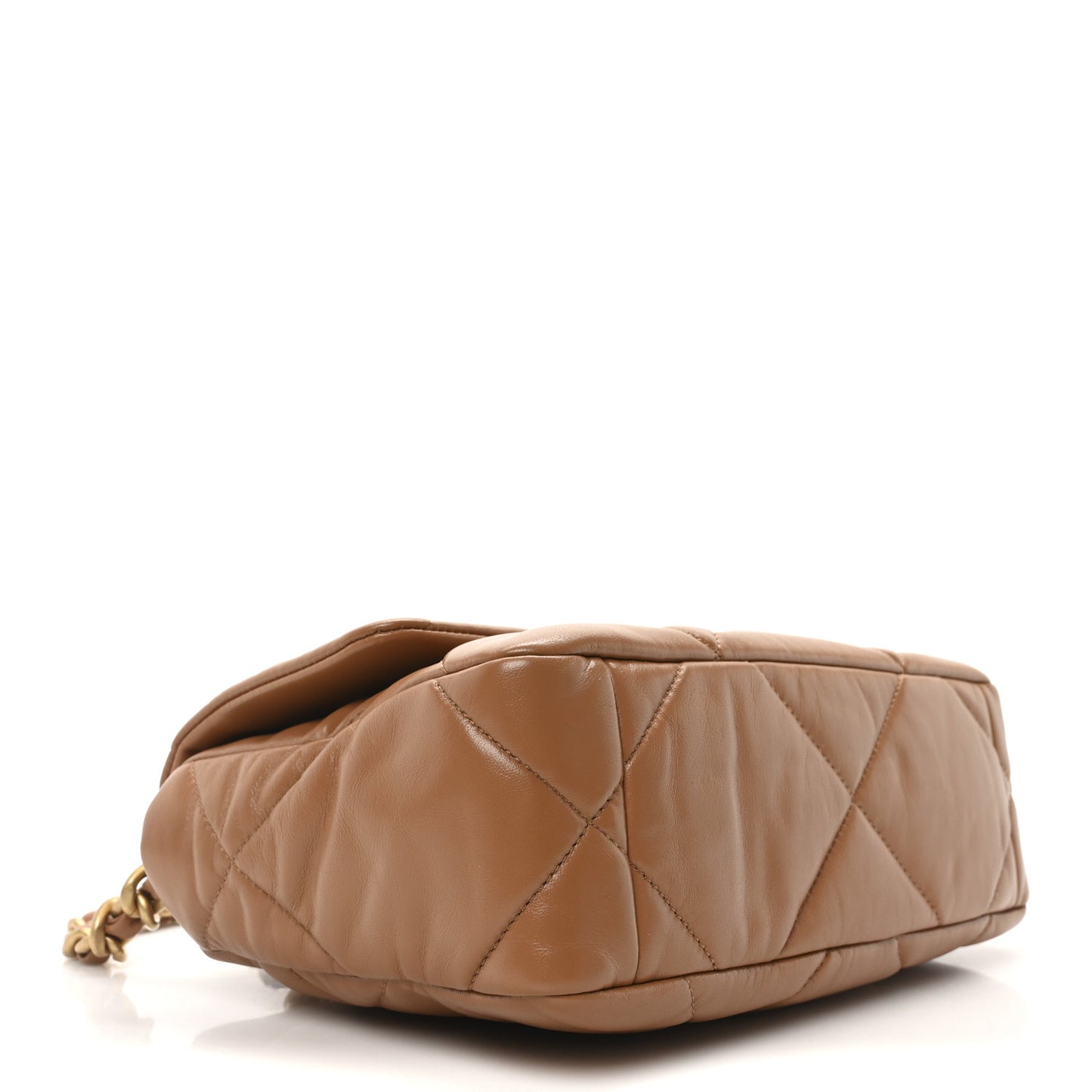 Lambskin Quilted Medium Chanel 19 Flap Light Brown