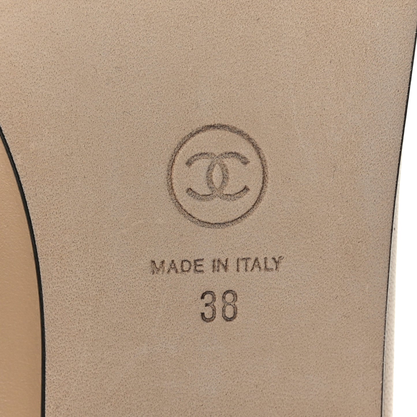 Lambskin Cap Toe CC Ballerina Flats 38 Beige Black