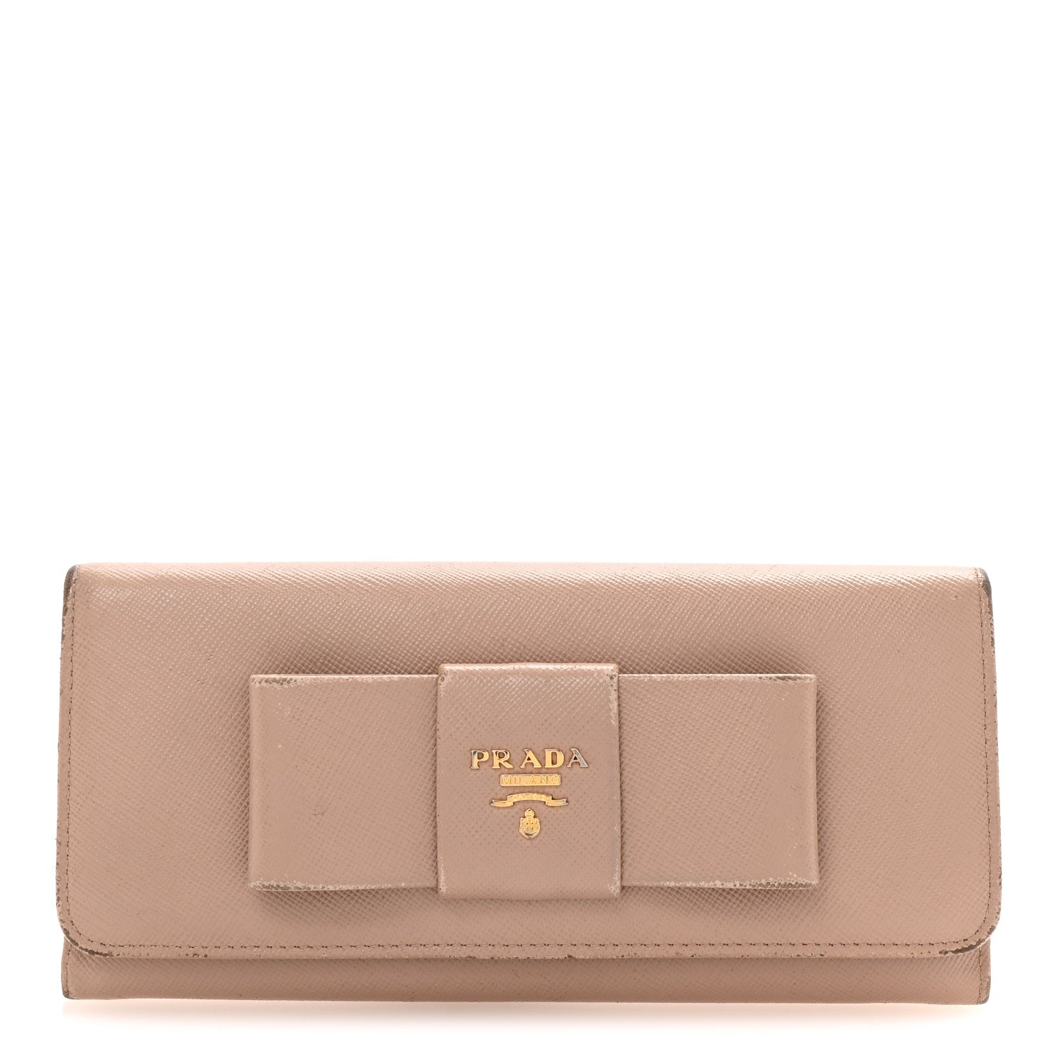 Prada Saffiano Fiocco Bow Continental Wallet Cammeo 1724657