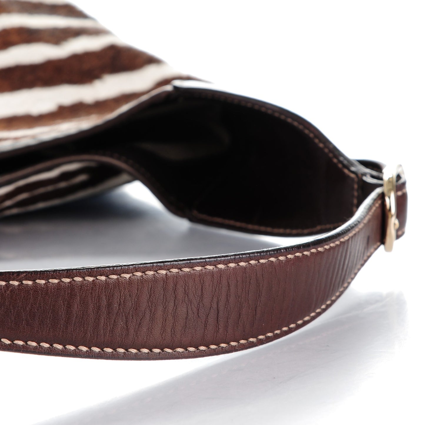 Pony Hair Zebra Print Large Jackie O Bouvier Hobo Brown