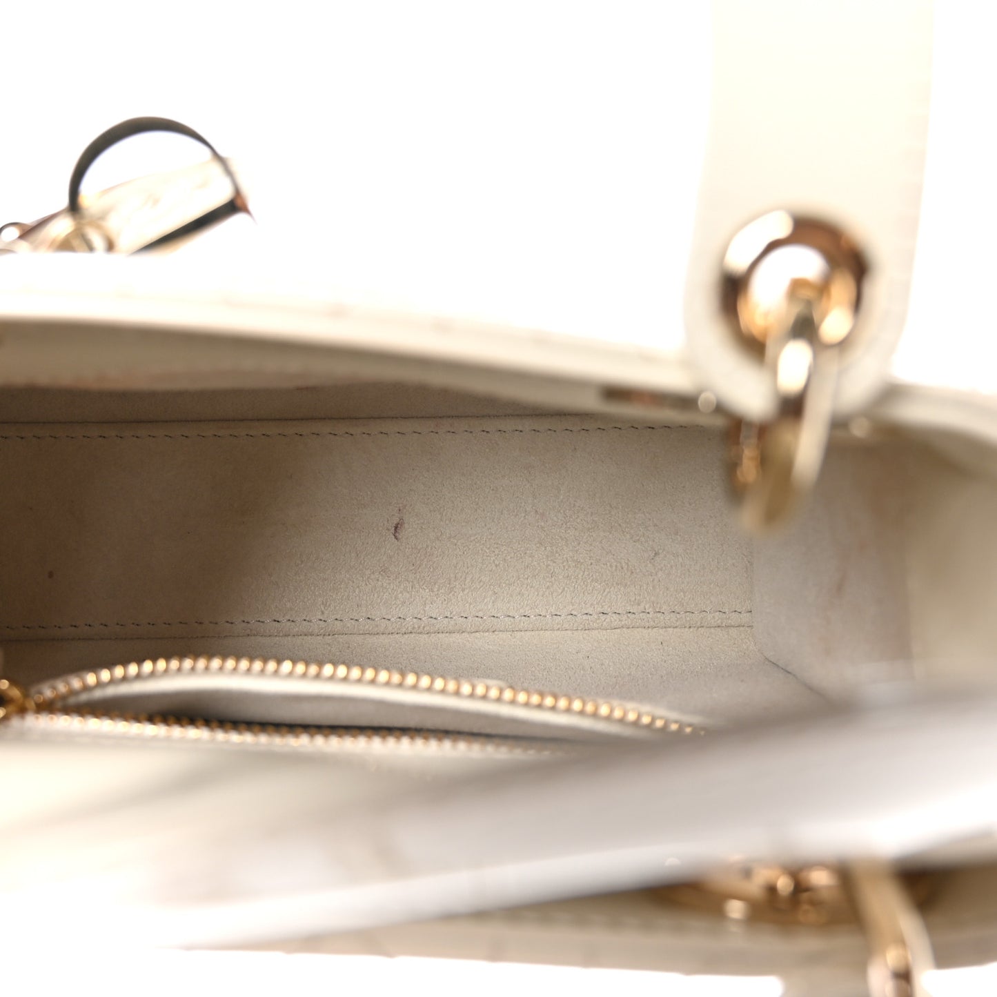 Patent Cannage Mini Lady Dior Latte