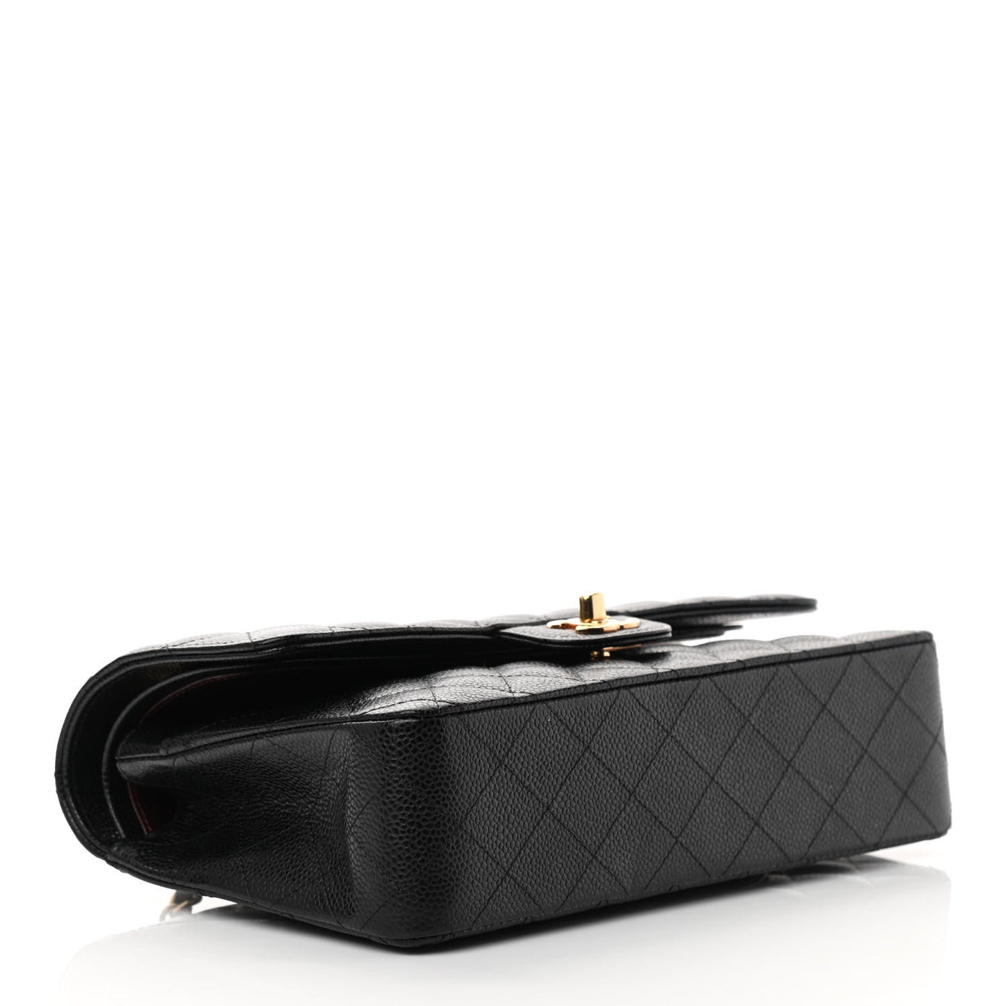Caviar Quilted Medium Double Flap Black