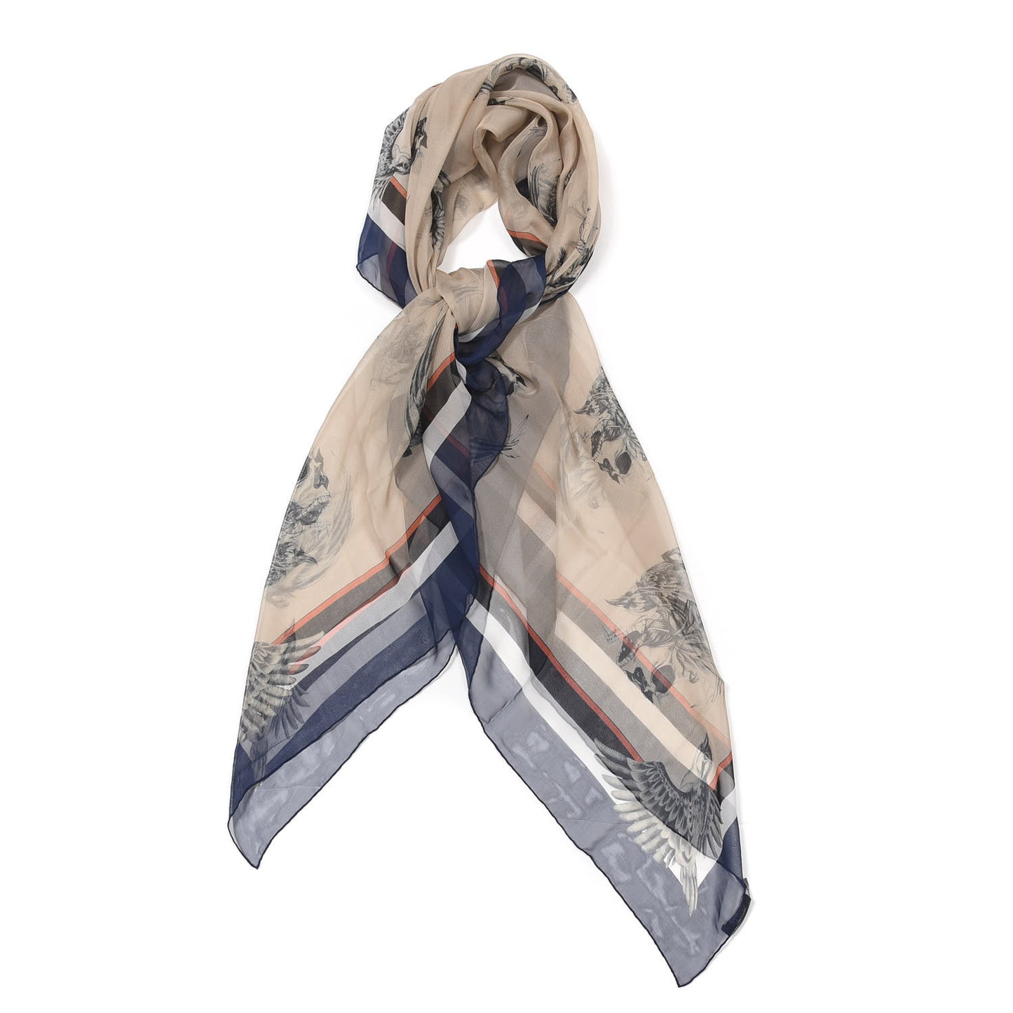 Silk Chiffon Skull Print Scarf Multicolor