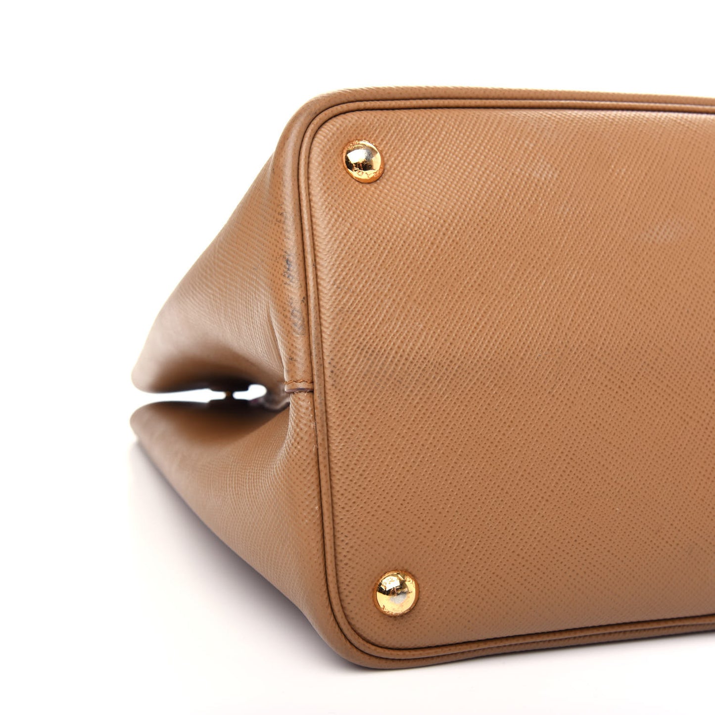 Saffiano Cuir Large Double Bag Caramel Fuoco