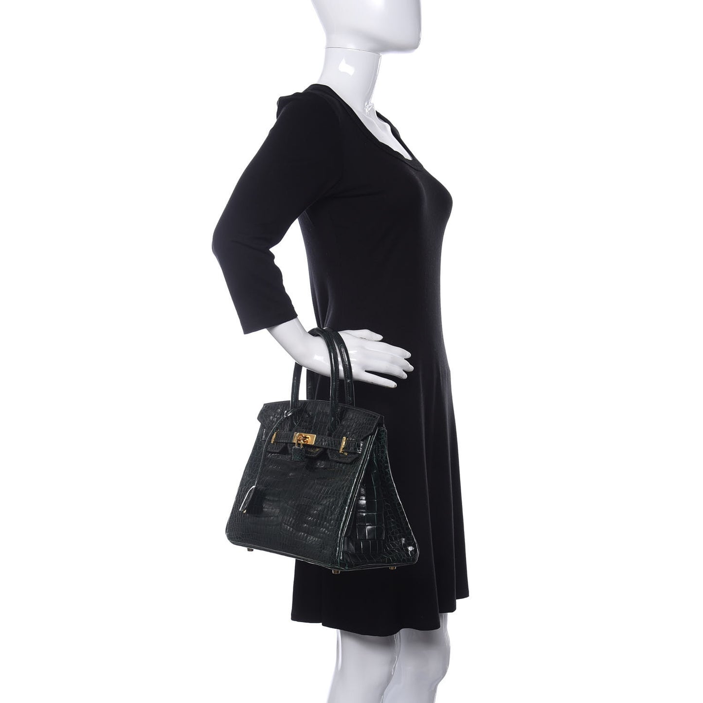 Shiny Porosus Crocodile Birkin 30 Vert Fonce
