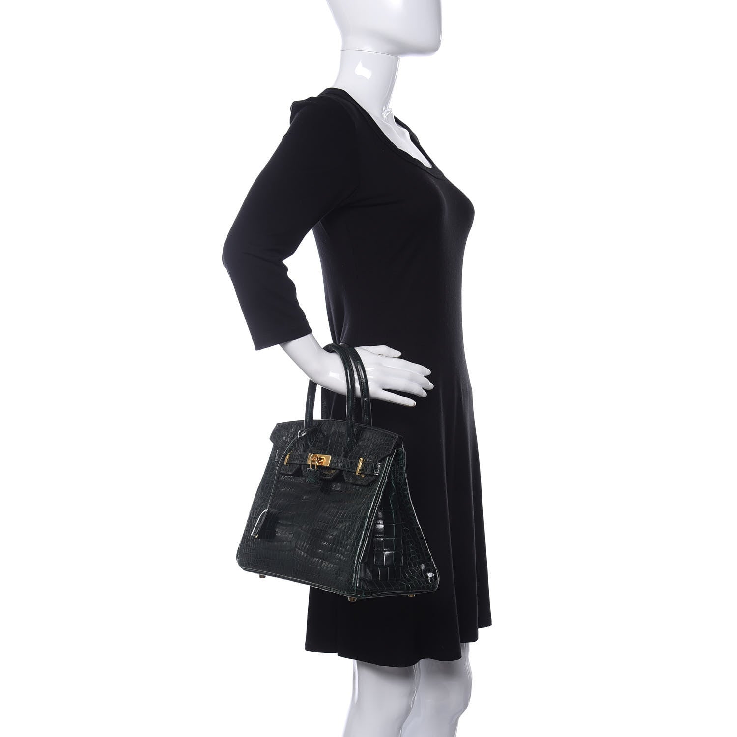 Hermes Shiny Porosus Crocodile Birkin 30 Vert Fonce 2 of 13