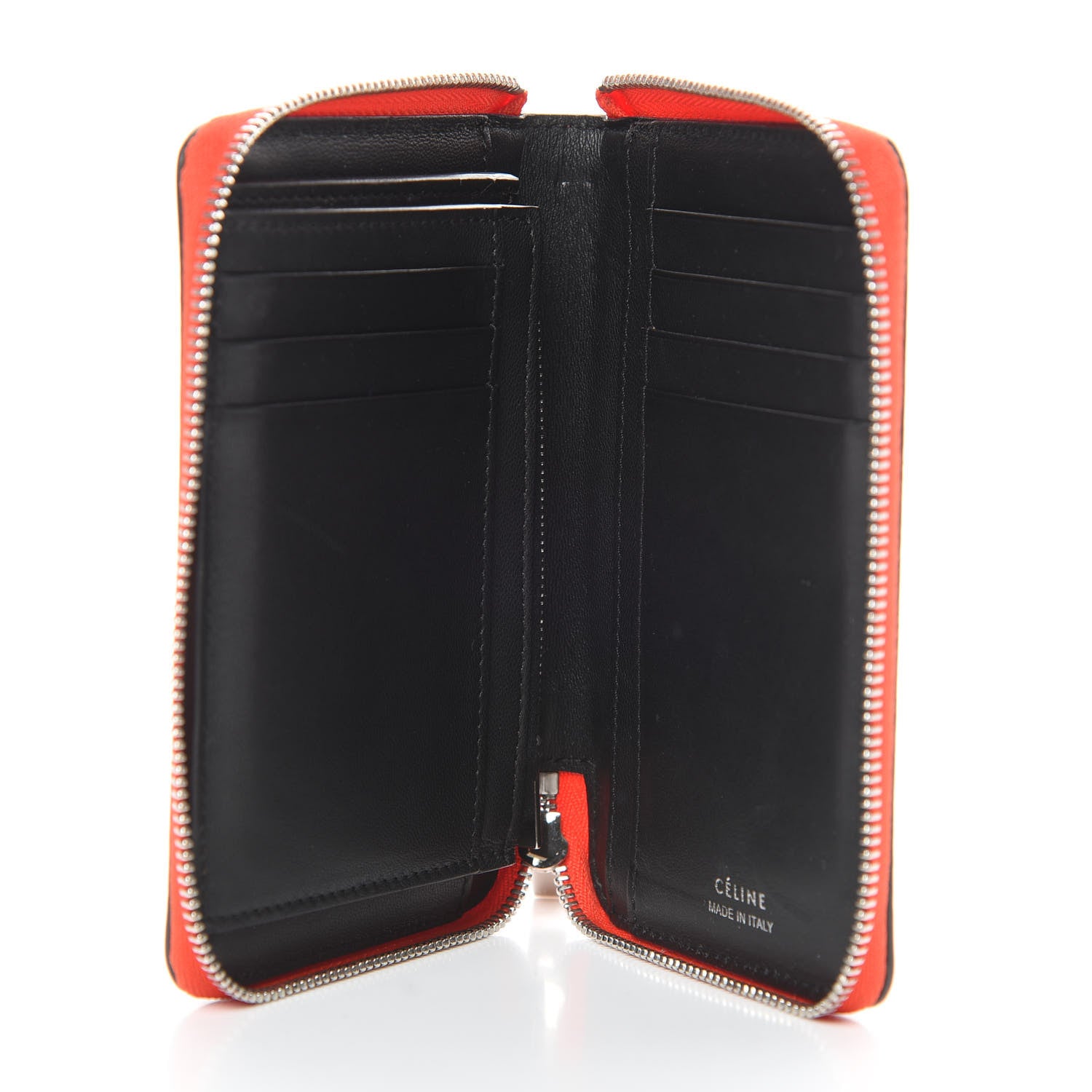 Celine Drummed Calfskin Zip Around Multifunction Wallet Coral 5 of 10