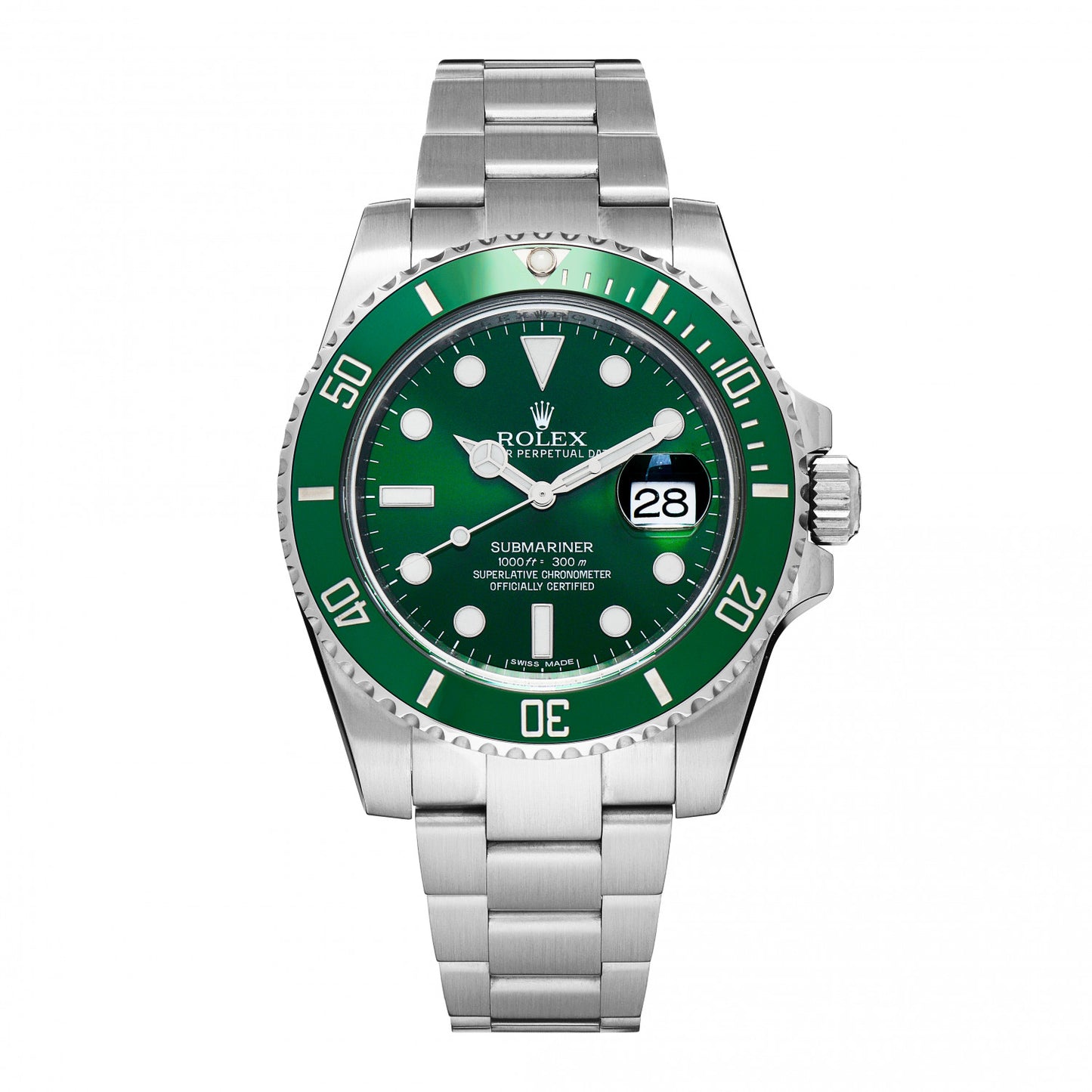 Stainless Steel 40mm Oyster Perpetual Submariner Date Hulk Watch Green 116610LV