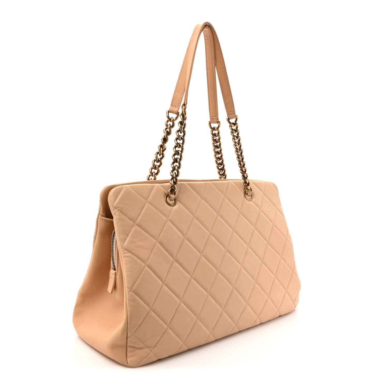 Chanel Calfskin Quilted Large CC Crown Tote Beige 3 of 18