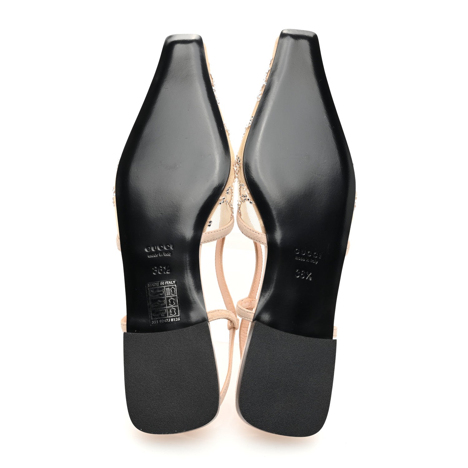 Gucci Suede Mesh Crystal GG Monogram Slingback Ballet Flats 36.5 Light Powder Skin Rose 5 of 7