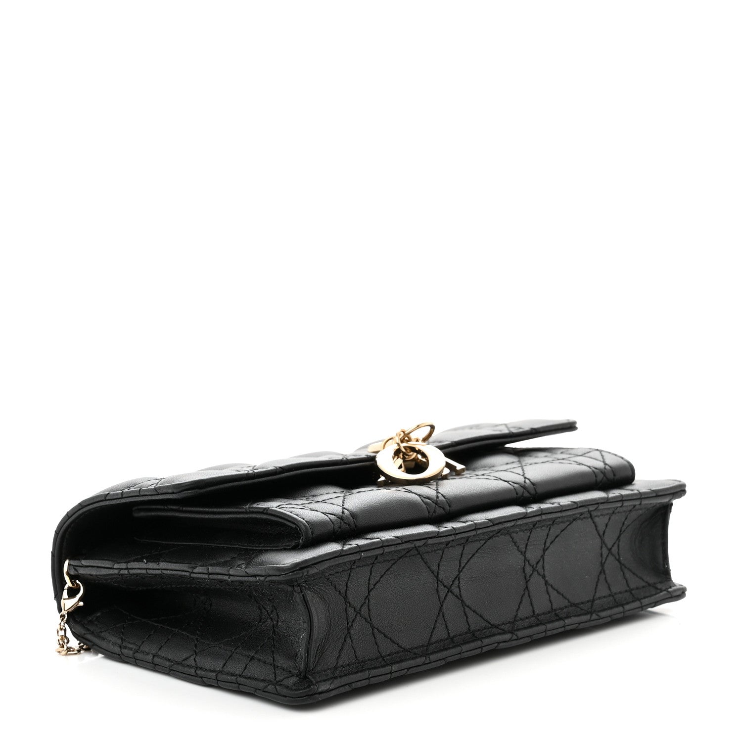 Christian Dior Lambskin Cannage Lady Dior Chain Pouch Black 4 of 9