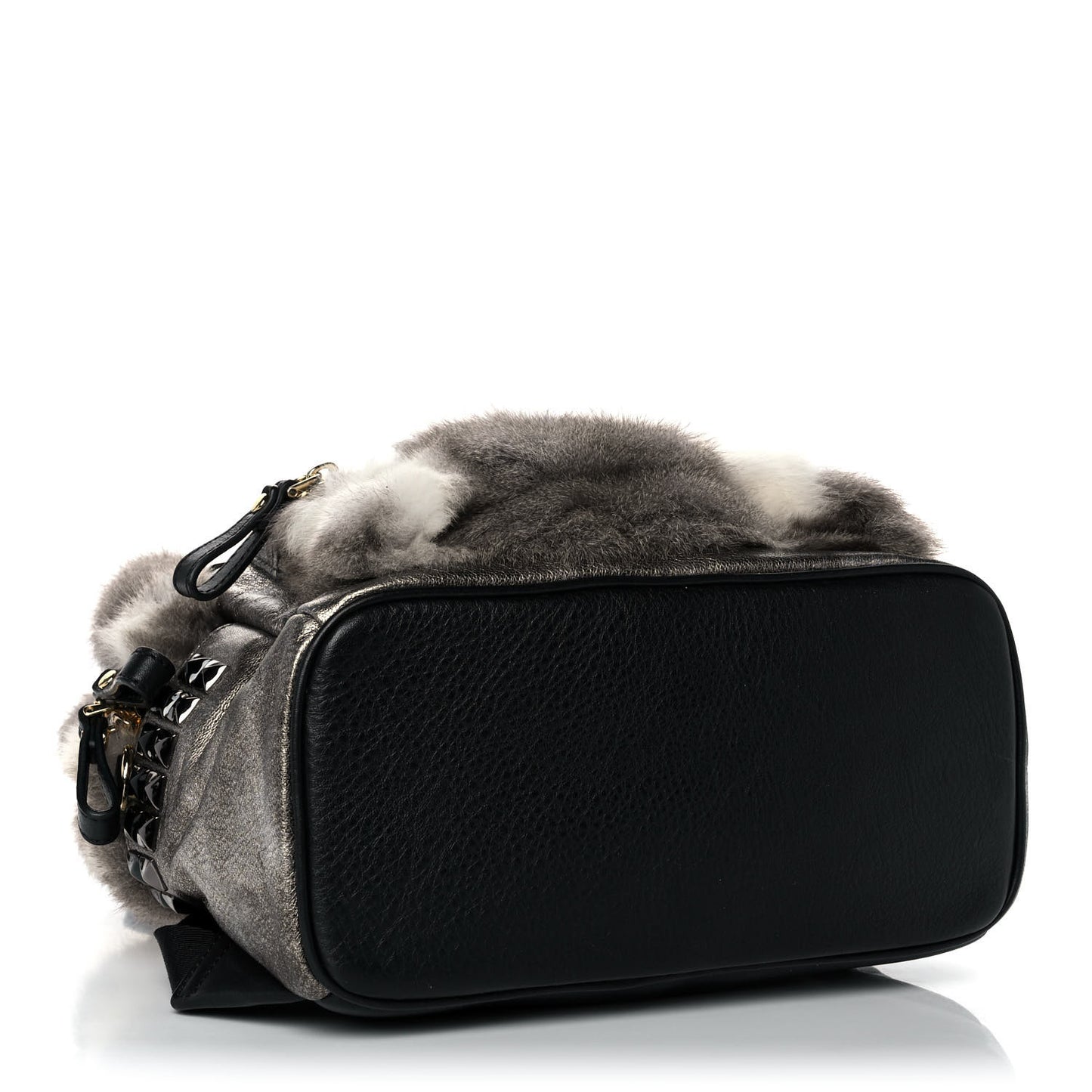 Calfskin Mink Fur Mini Backpack Grey