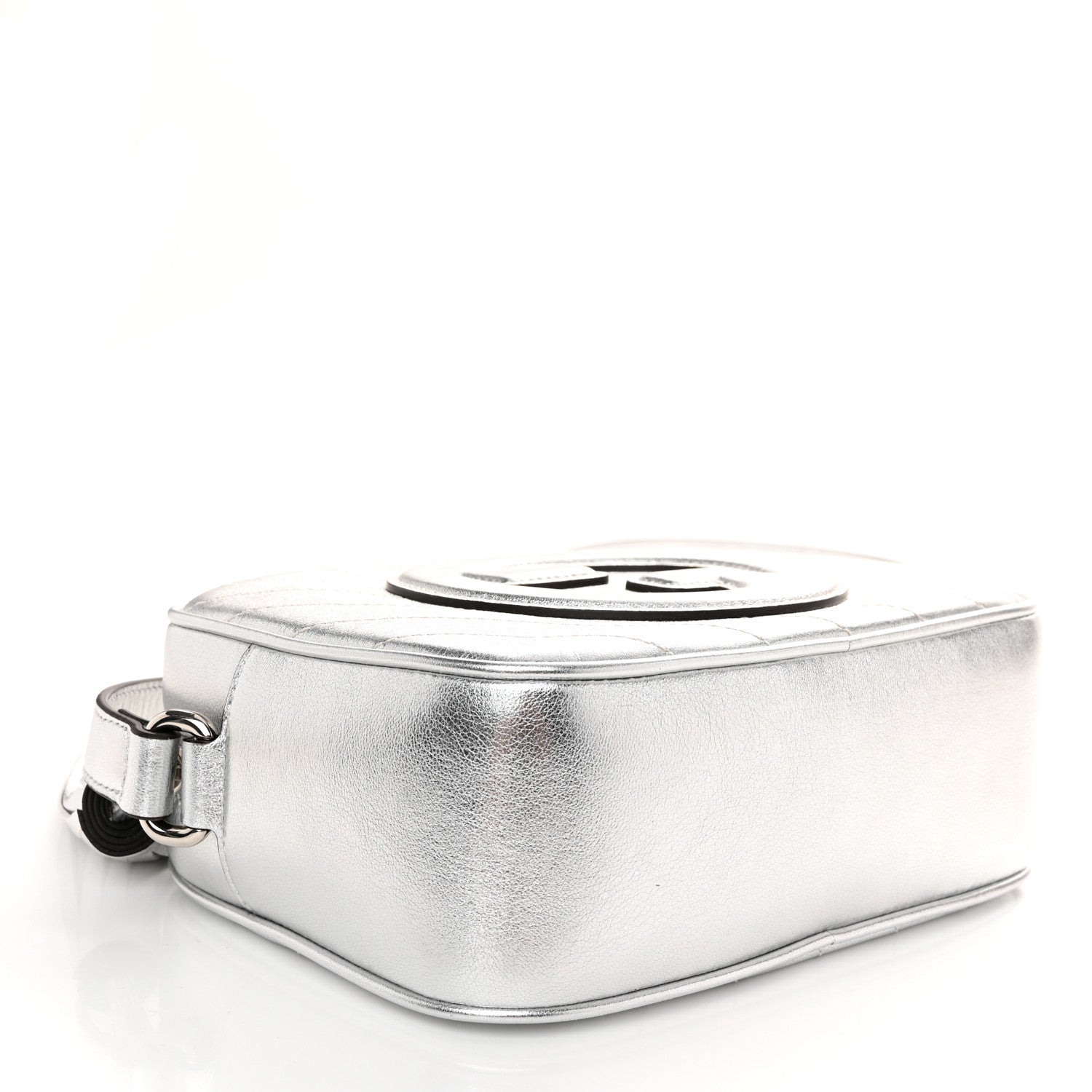 Gucci Metallic Sakai Be Green Calfskin Diagonal Stitched Small Blondie Shoulder Bag Silver 4 of 10