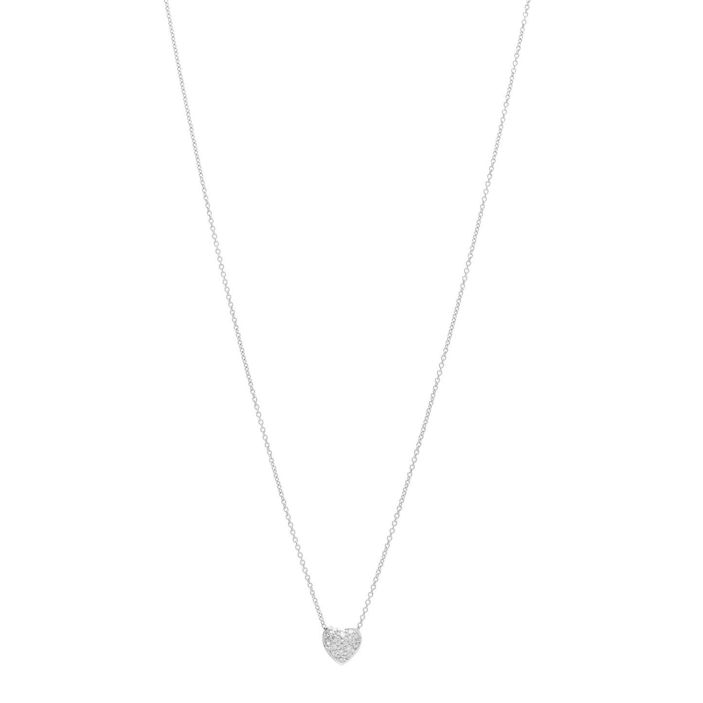 18K White Gold Diamond Tiny Treasures Puffed Heart Pendant Necklace