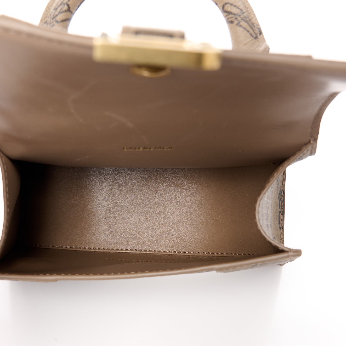 Coated Canvas BB Monogram Hourglass Top Handle Bag XS Beige Brown