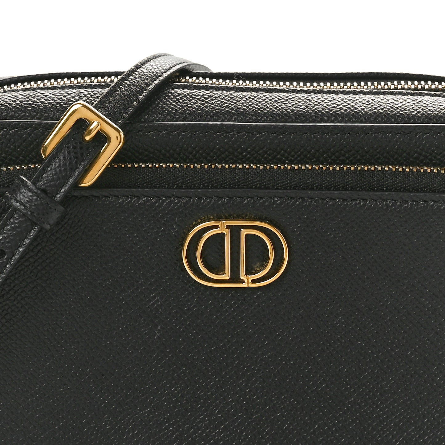 Grained Calfskin Caro Double Pouch Black