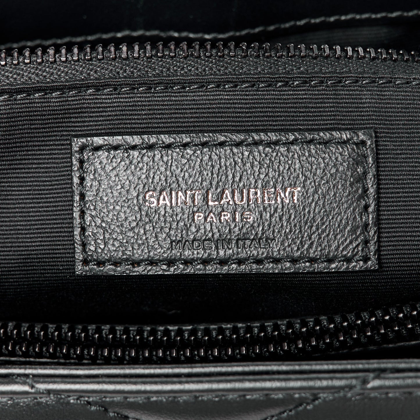 Calfskin Y Quilted Monogram Monochrome Large Loulou Chain Satchel Black