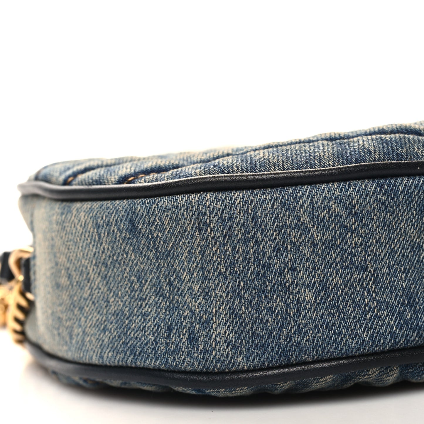 Denim Quilted Monogram Round Crossbody Bag Rodeo Blue Black