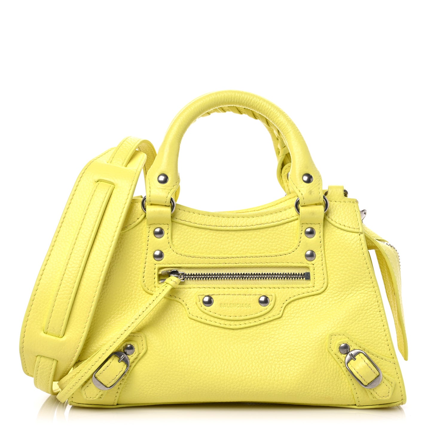 Grained Calfskin Neo Classic Silver Hardware Mini City Light Yellow