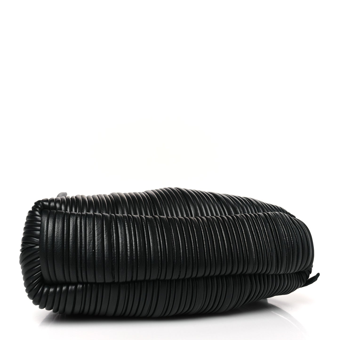 Lambskin Pleated Mini Cloud Clutch Black