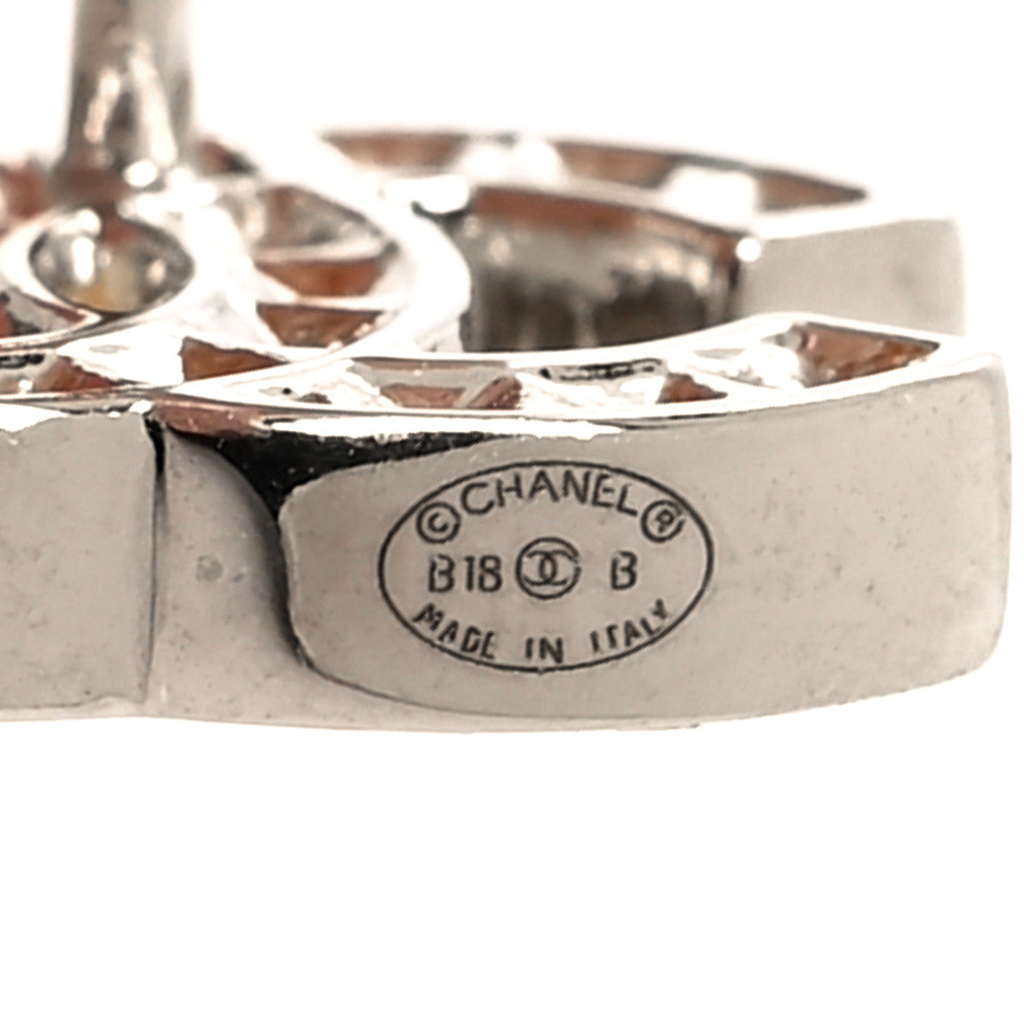 Baguette Crystal CC Earrings Silver
