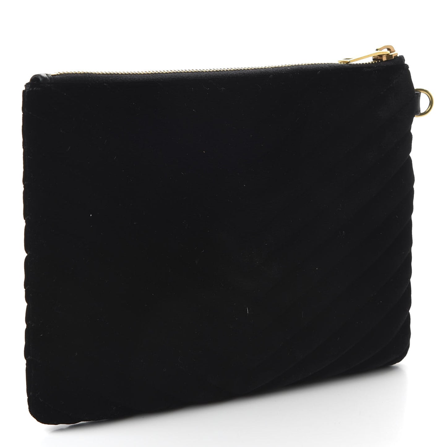 Velvet Matelasse Chevron Monogram A5 Wristlet Black