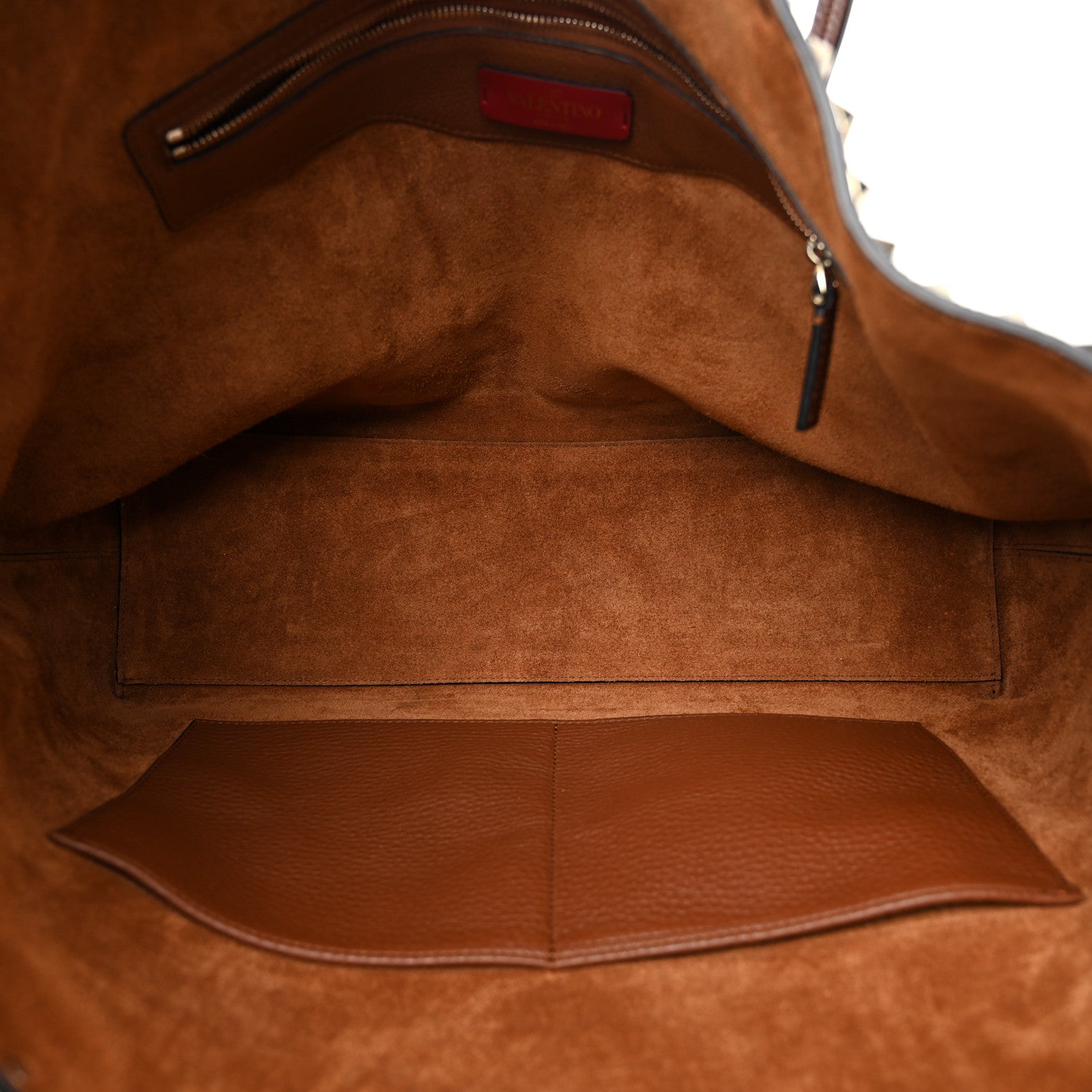 Valentino Garavani Grained Calfskin Rockstud Shoulder Tote Bright Cognac 5 of 9