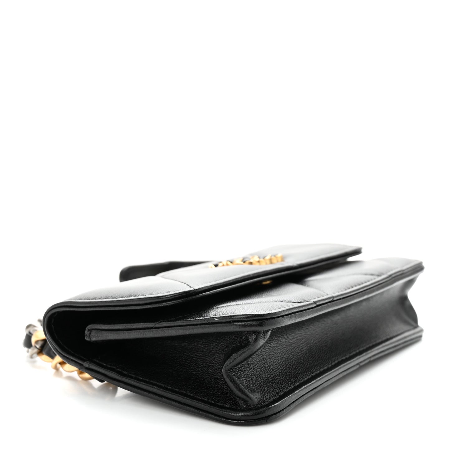 Lambskin Quilted Chanel 19 Belt Phone Holder Bag Black