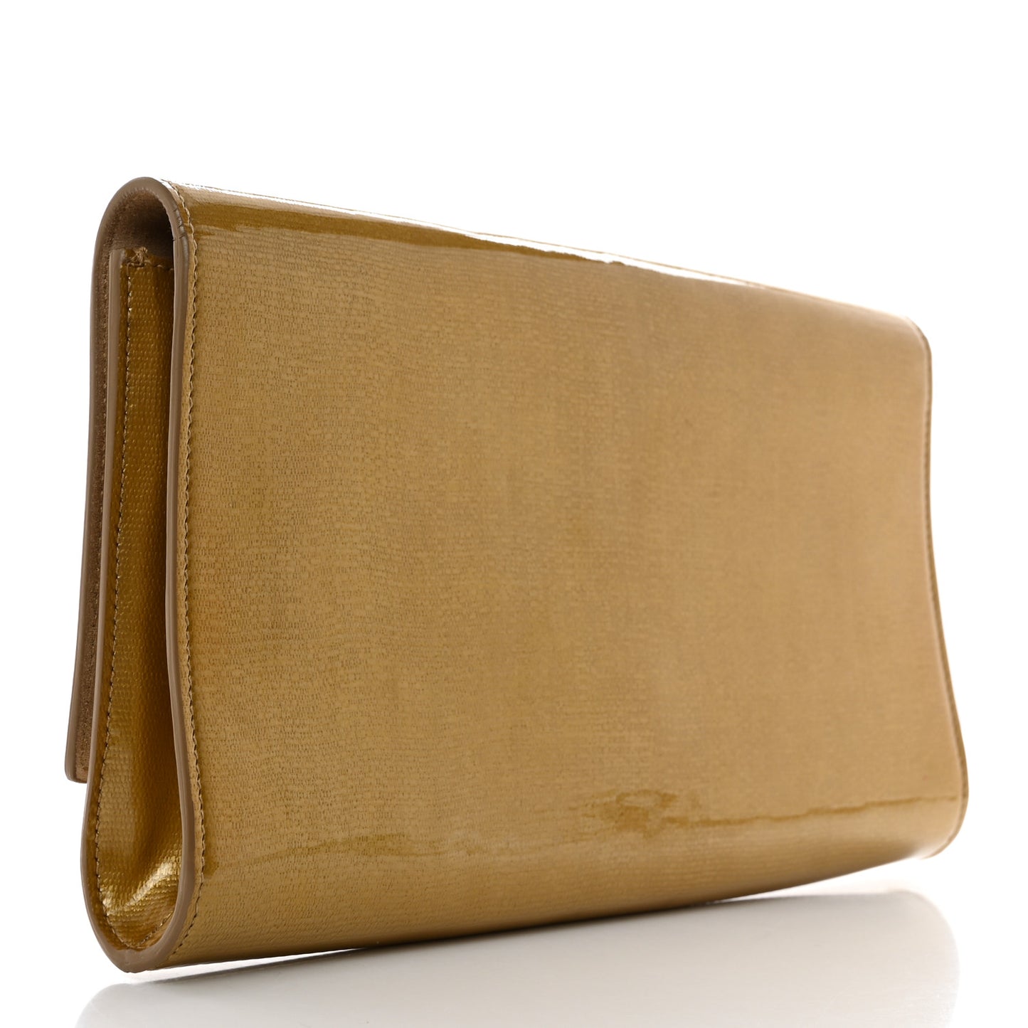 Textured Patent Calfskin Monogram Large Belle De Jour Clutch Gold