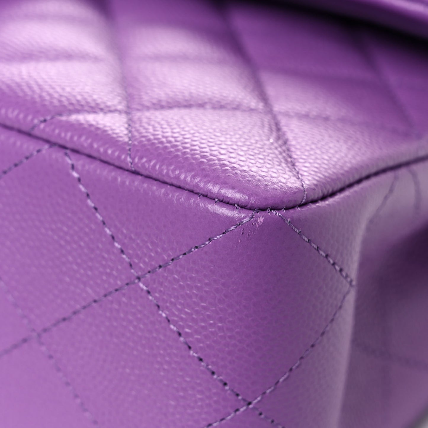 Caviar Quilted Small Double Flap Purple