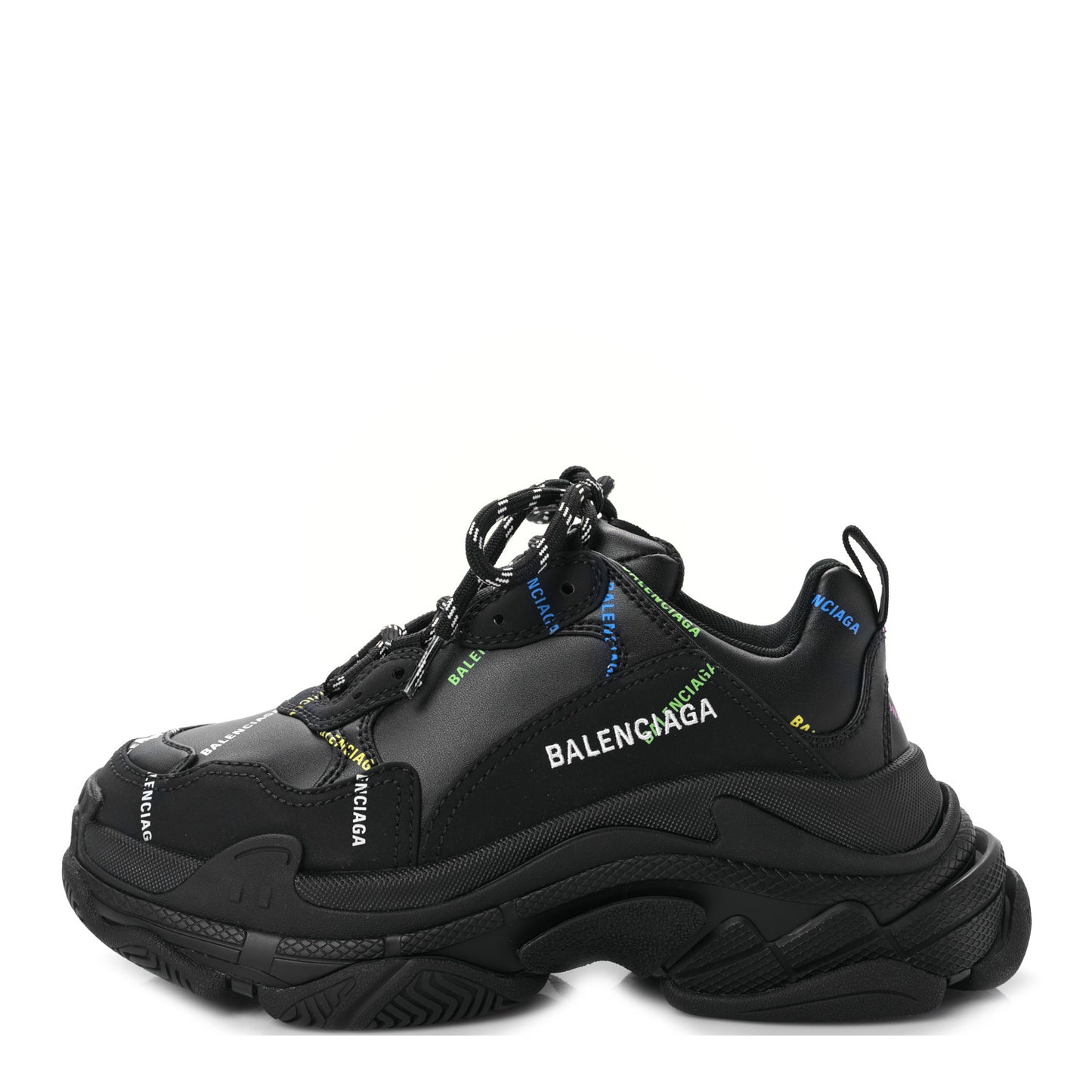 Technical Fabric Allover Logo Womens Triple S Sneakers 37 Black Multicolor