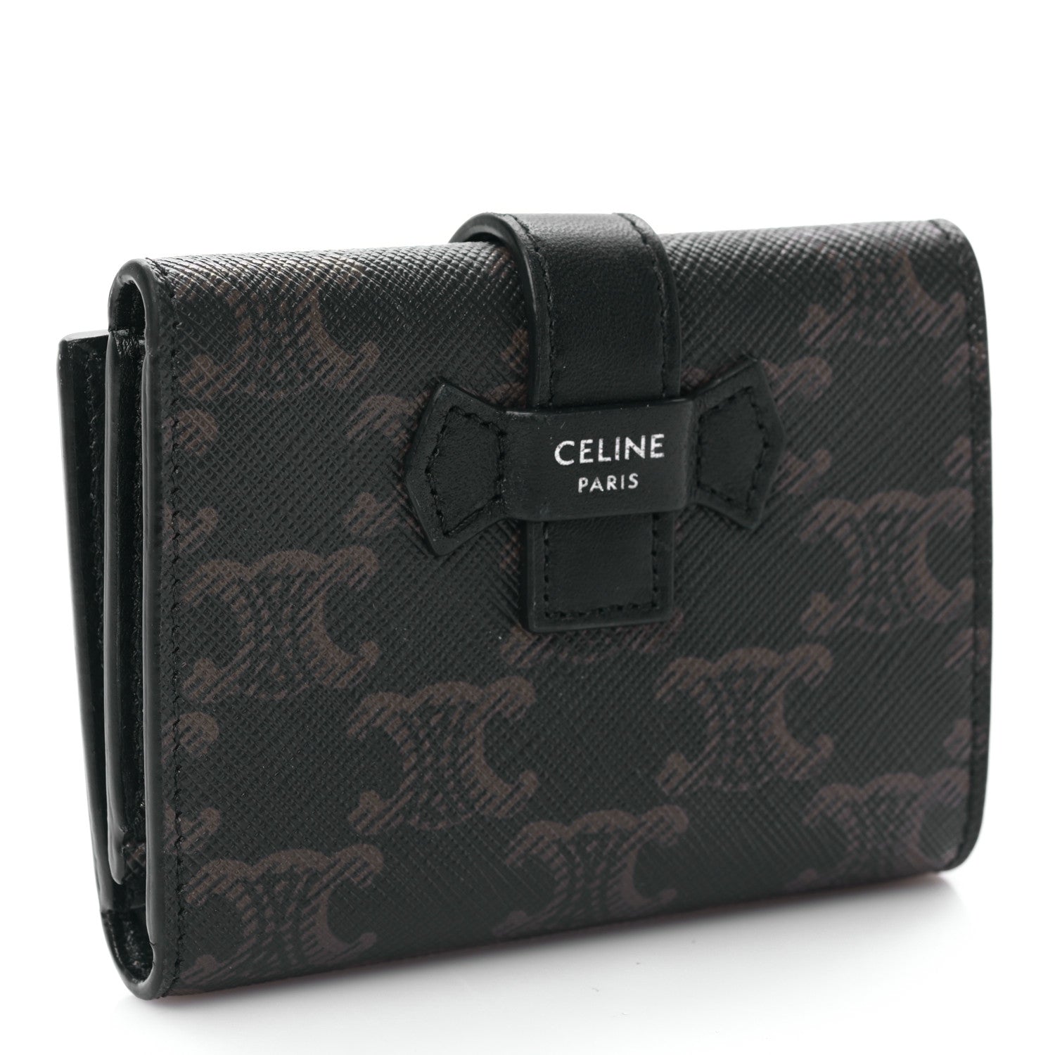 Celine Canvas Triomphe Medium Strap Wallet Black 3 of 8