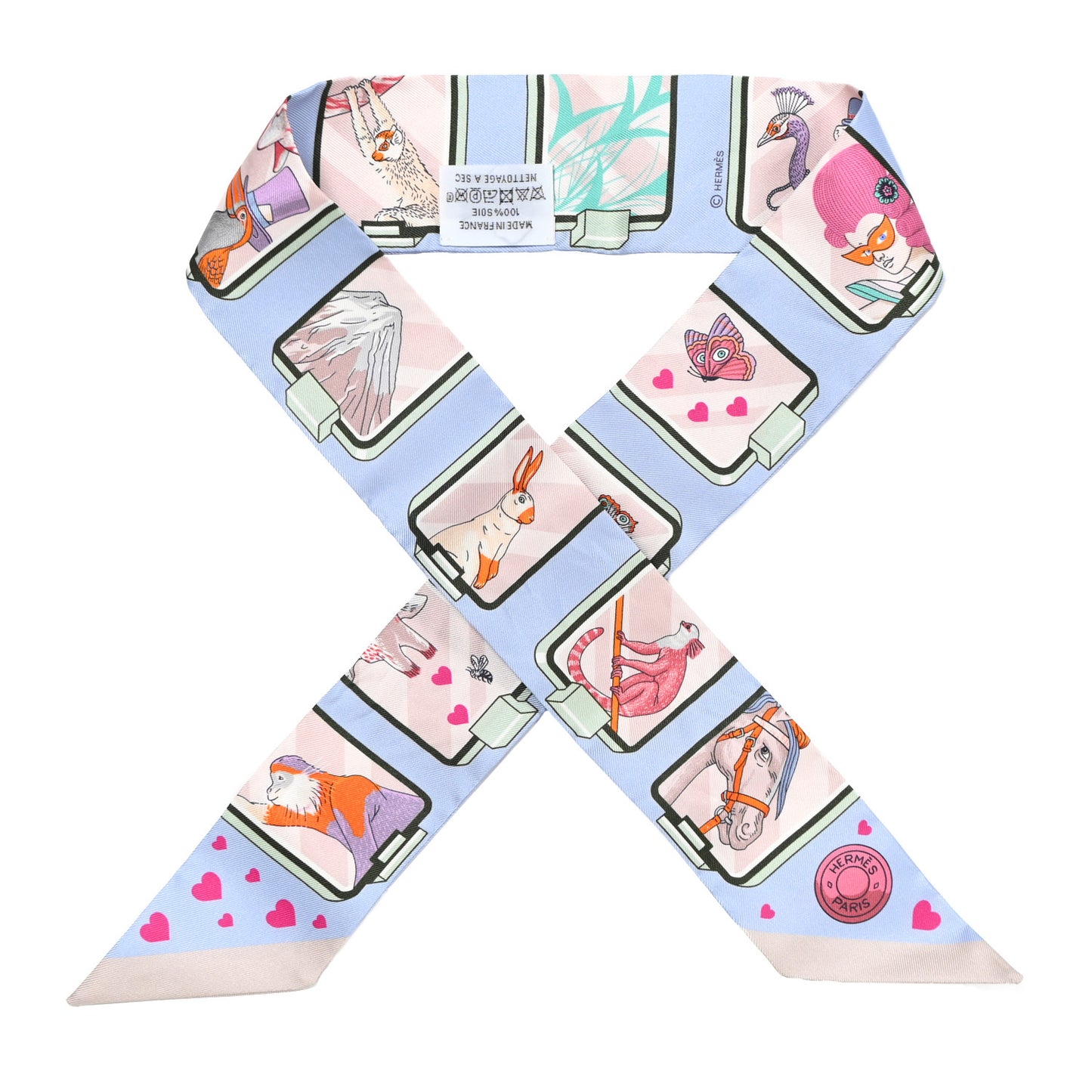Silk Story Twilly Blue Pale Rose Vert