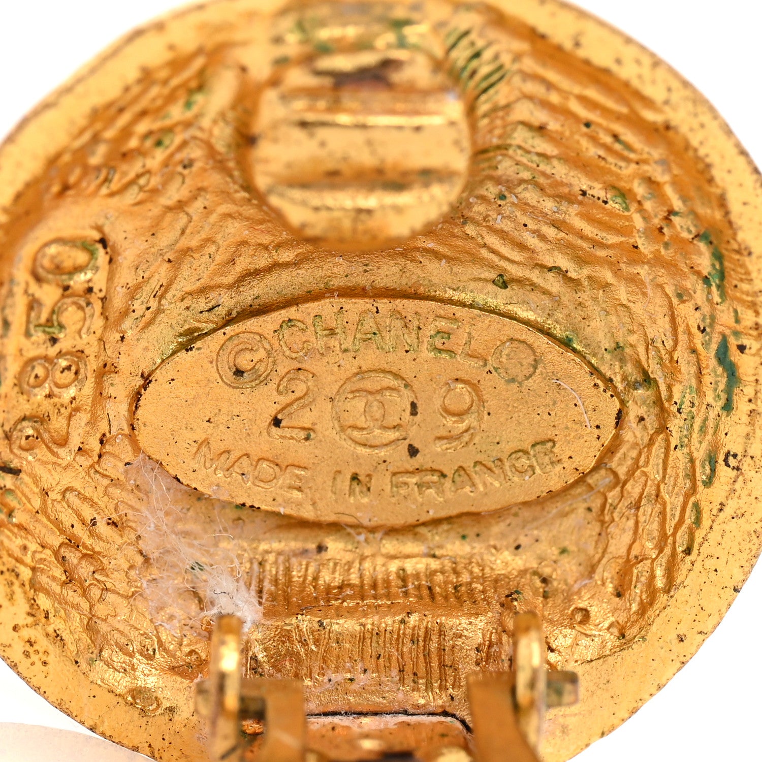 Chanel Metal CC Button Clip On Earrings Gold 4 of 6