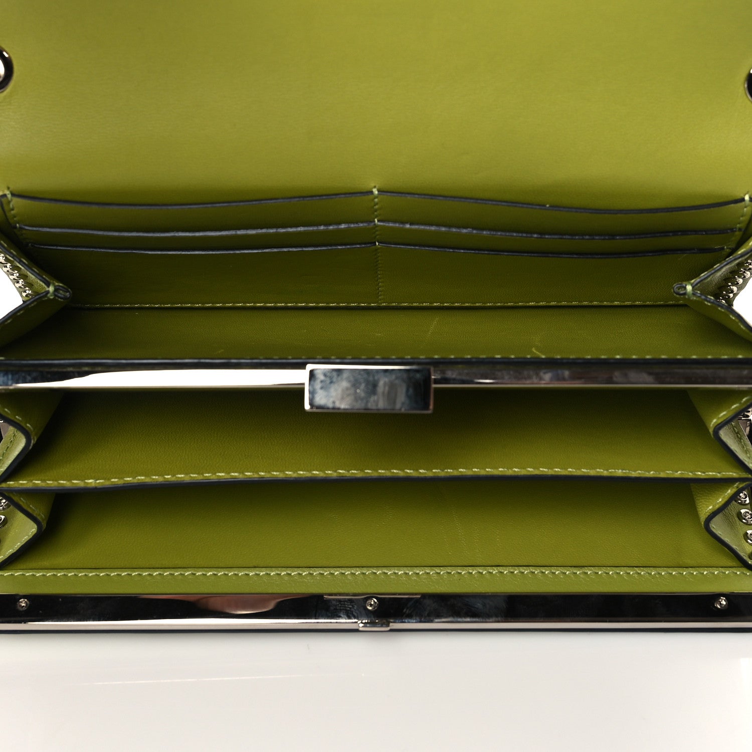 Valentino Garavani Vitello Rockstud Turn Lock Chain Clutch Deep Clover 4 of 9