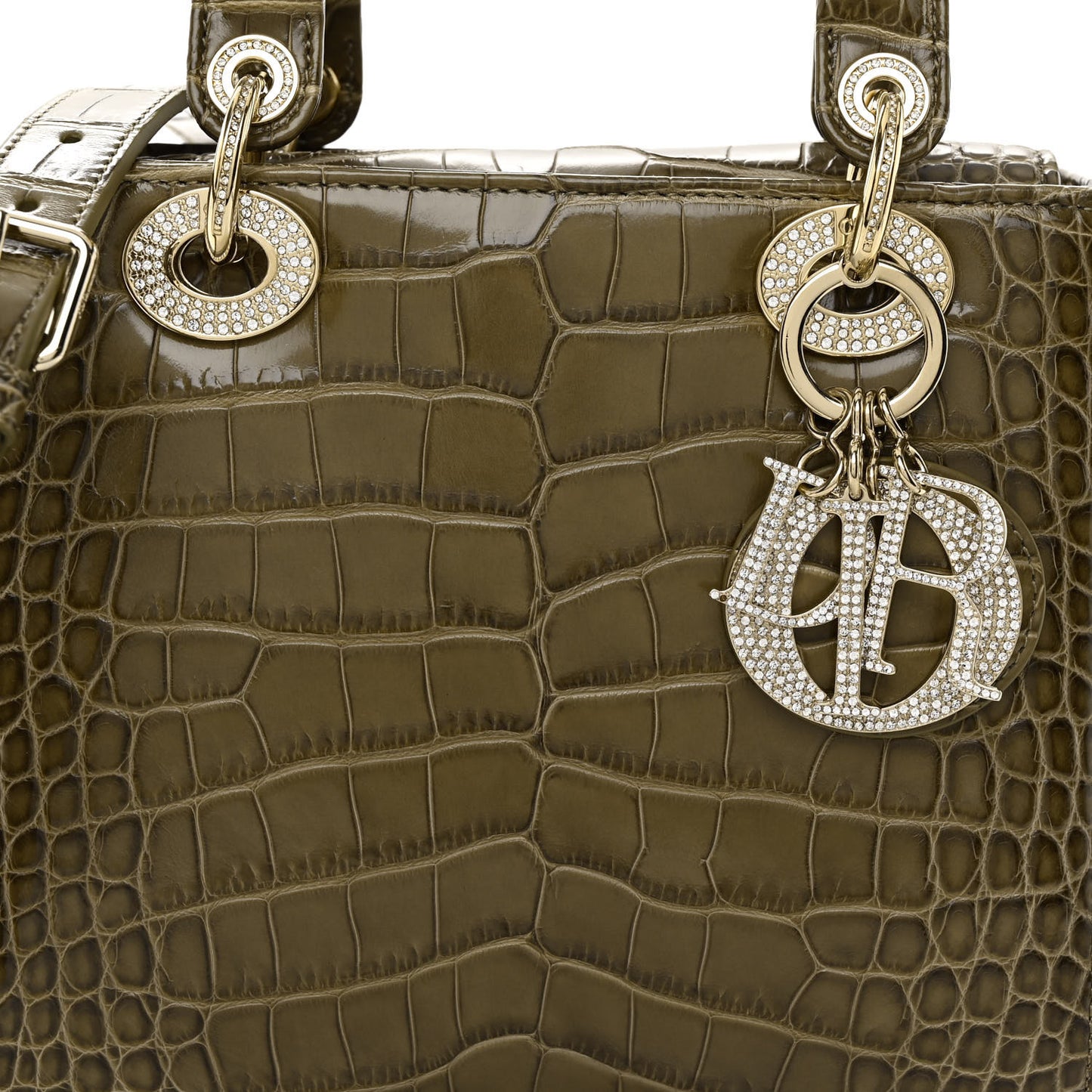 Alligator Swarovski Crystal Small Lady Dior Green