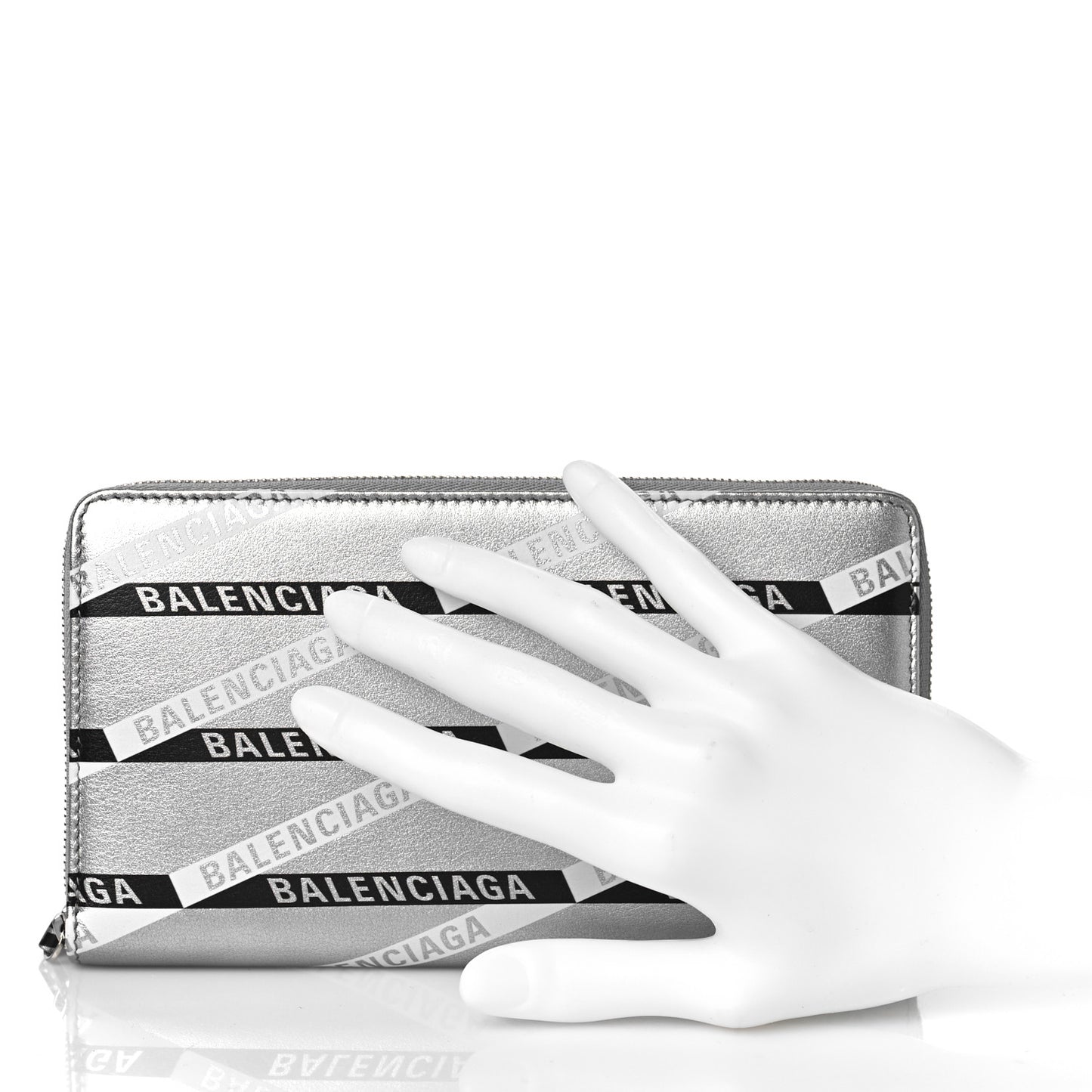 Metallic Calfskin Losange Monogram Everyday Continental Zip Around Wallet Silver Black White