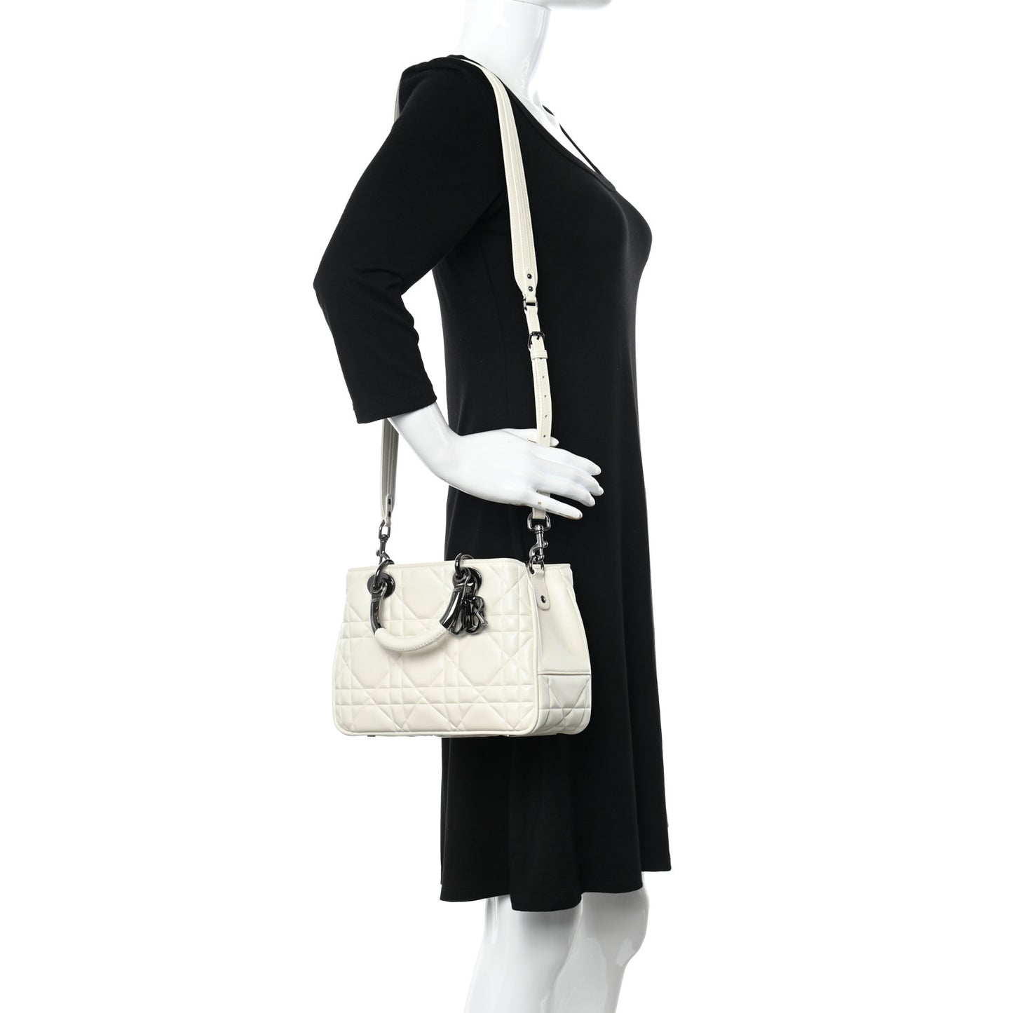 Calfskin Cannage Small The Lady 95.22 Ivory