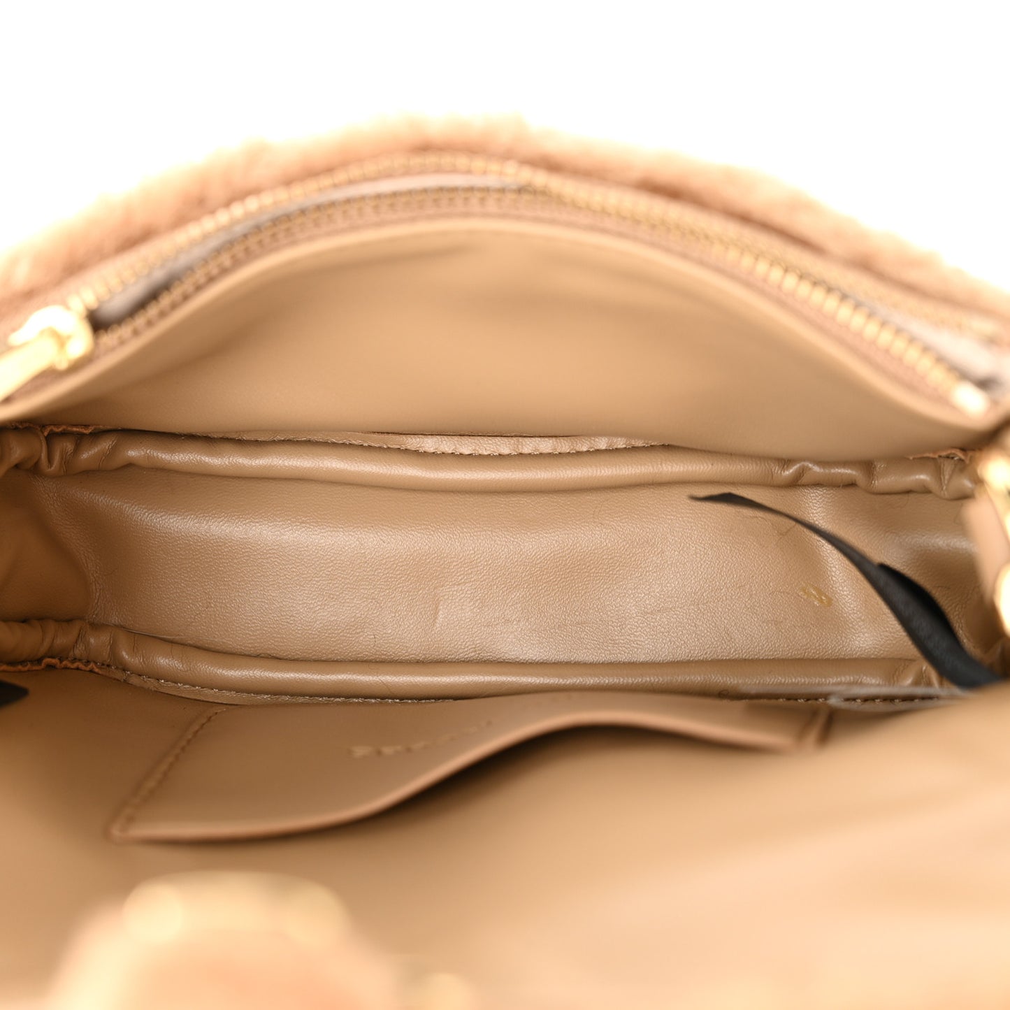 Faux Fur Calfskin Mini The Teddy J Marc Shoulder Bag Camel