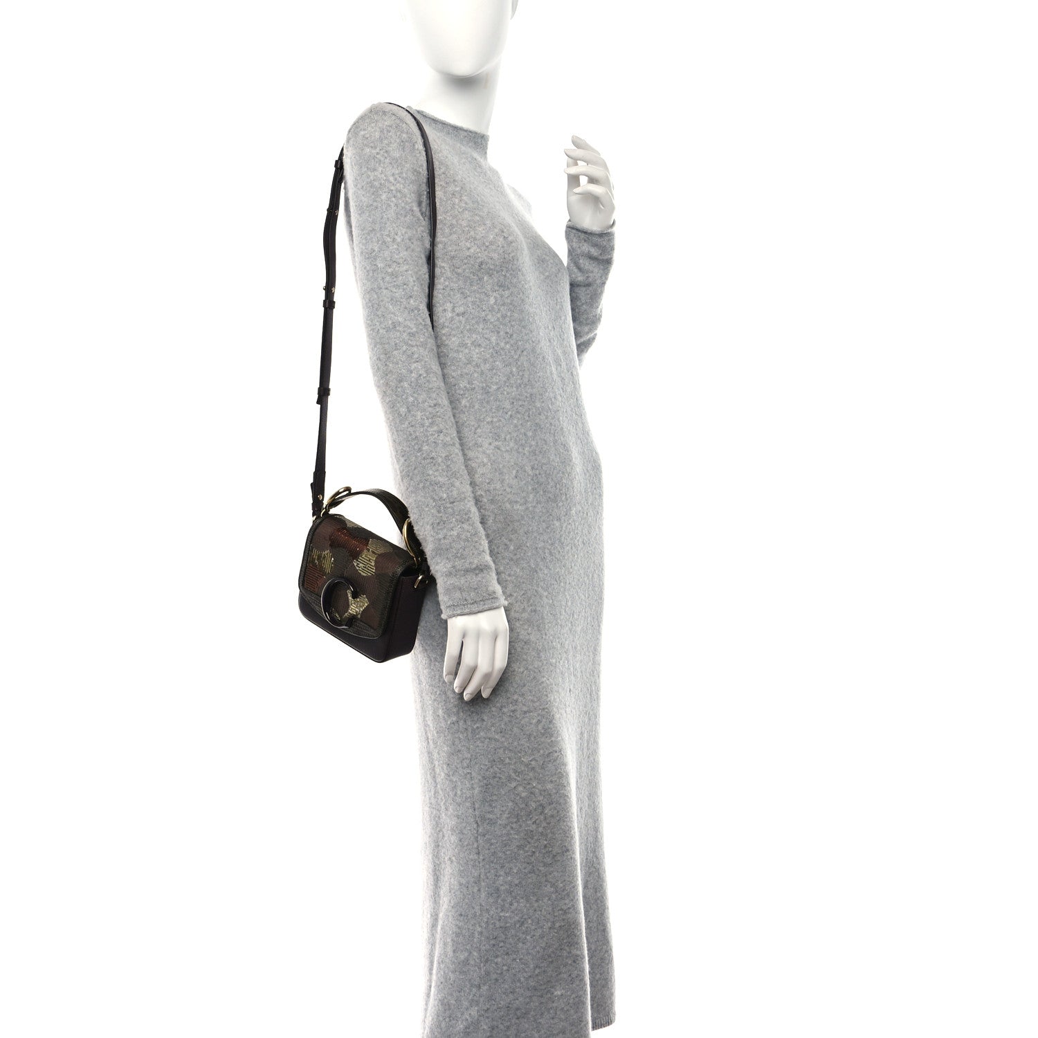 Chloe Shiny Calfskin Sequin Mini C Double Carry Brown Multicolor 2 of 8