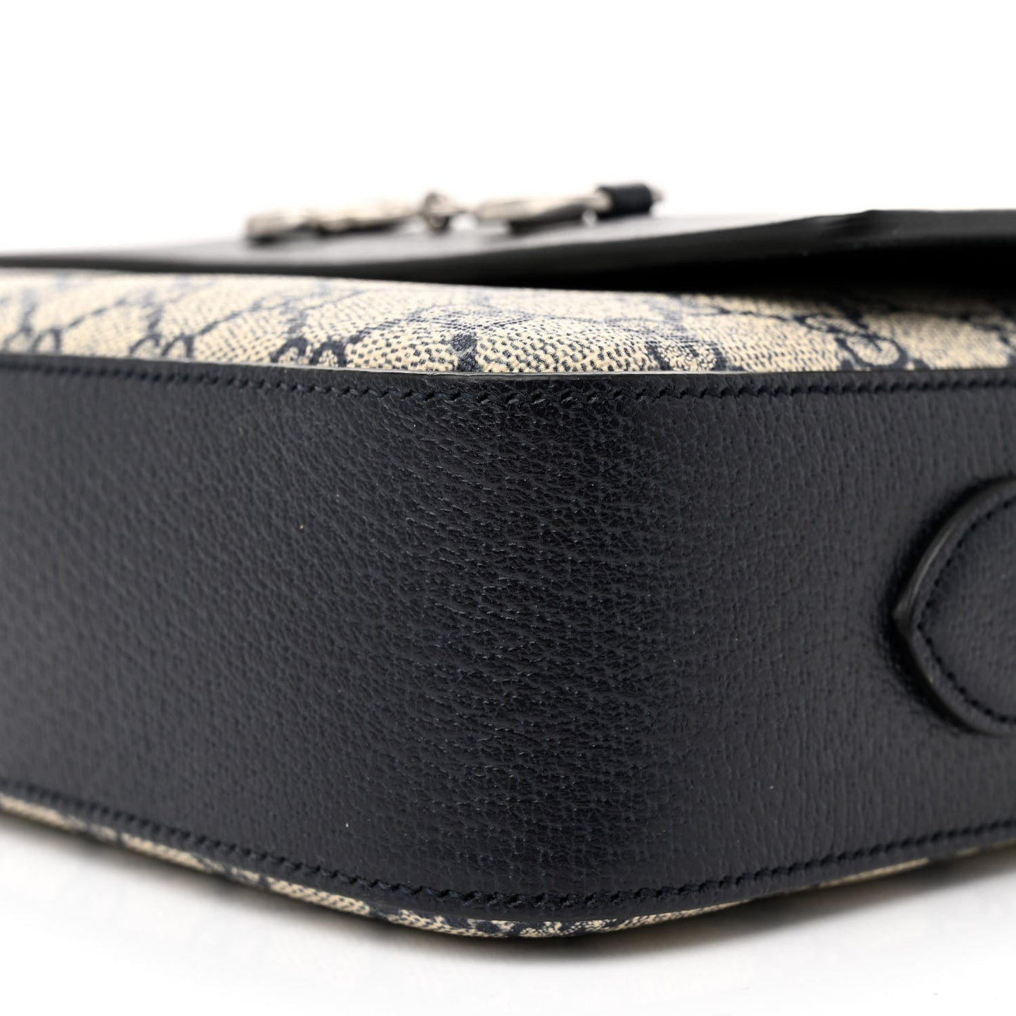 GG Supreme Monogram Textured Dollar Calfskin Small Horsebit 1955 Shoulder Bag Beige Blue