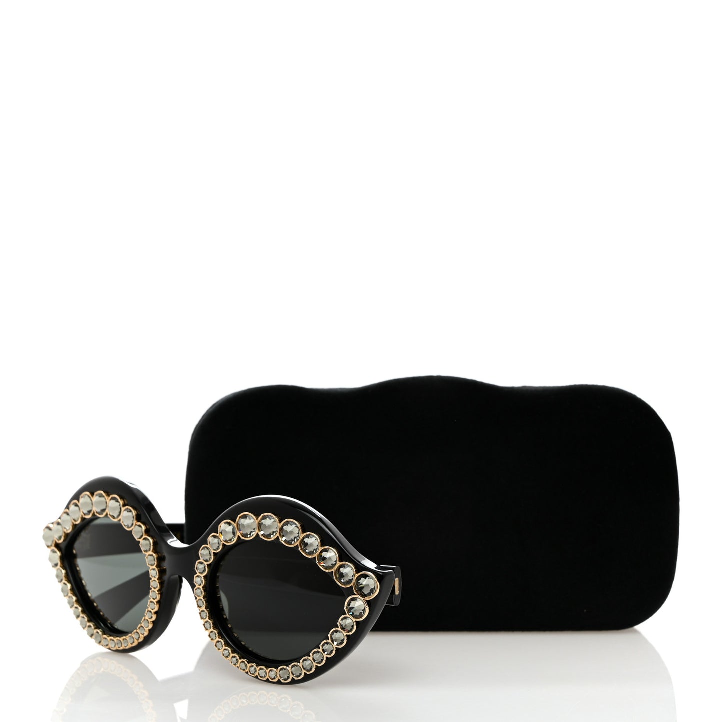 Acetate Crystal Studded Cat Eye Sunglasses GG0045S Black