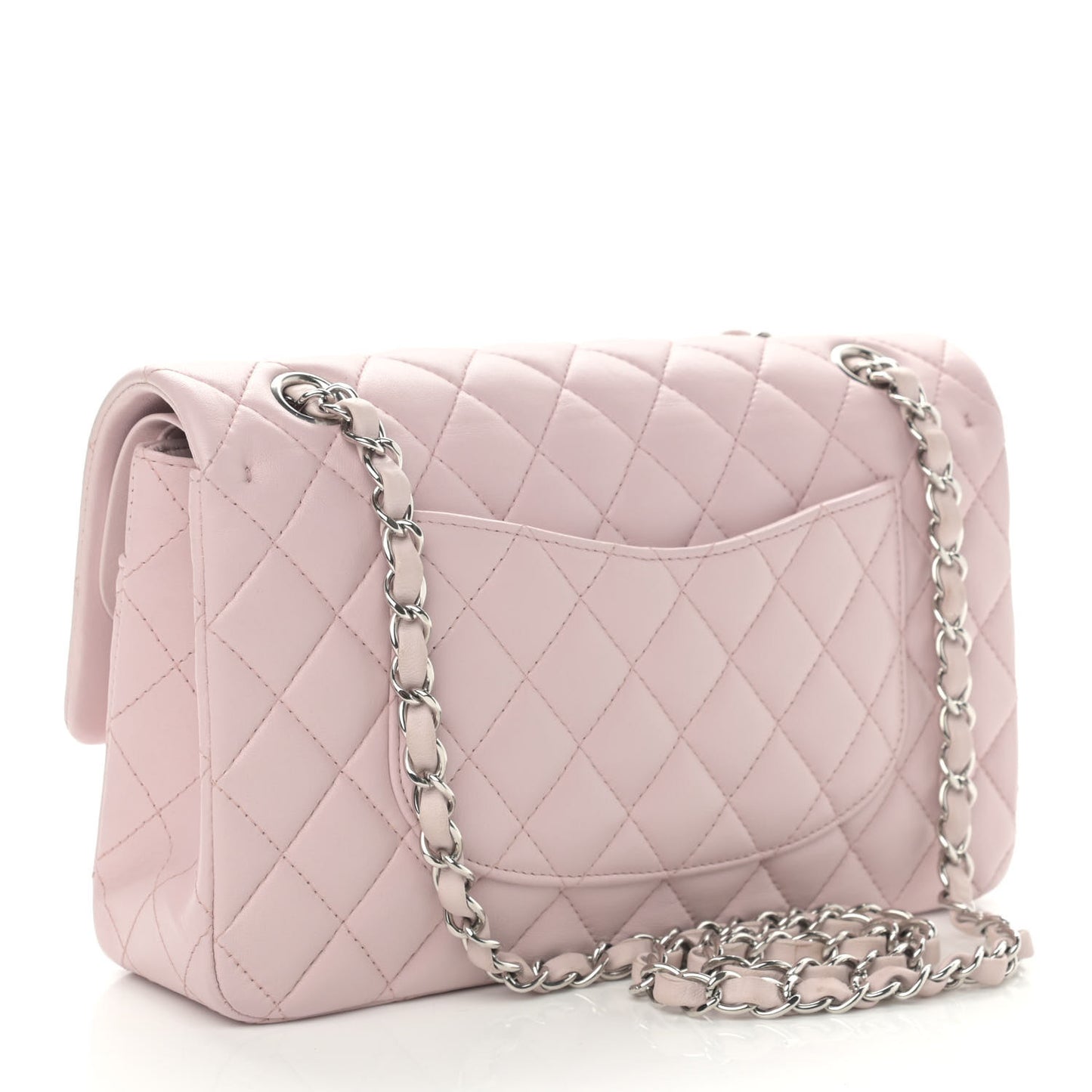 Lambskin Quilted Medium Double Flap Light Pink