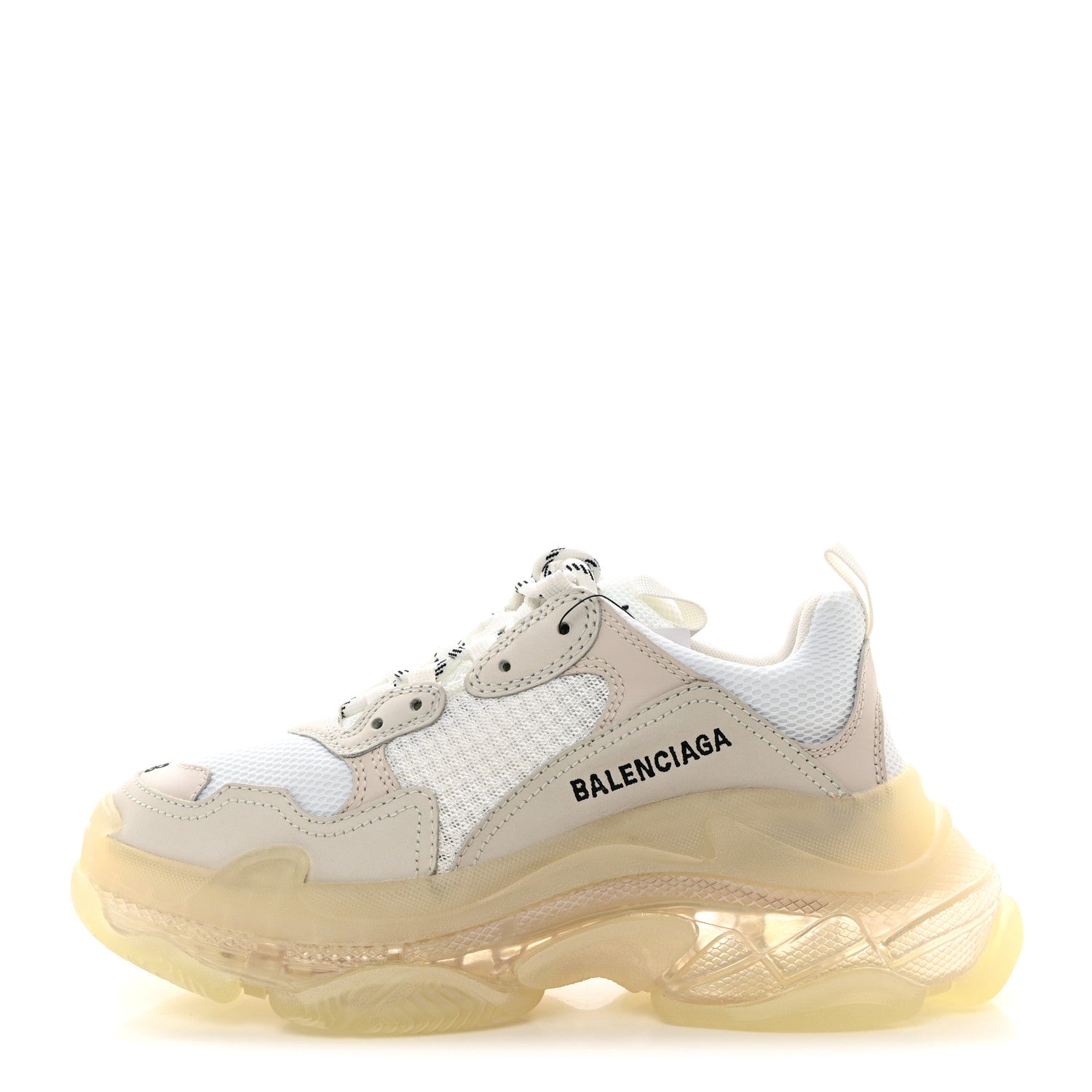 Balenciaga Fabric Mesh Clear Sole Womens Triple S Sneakers 38 White 1 of 8