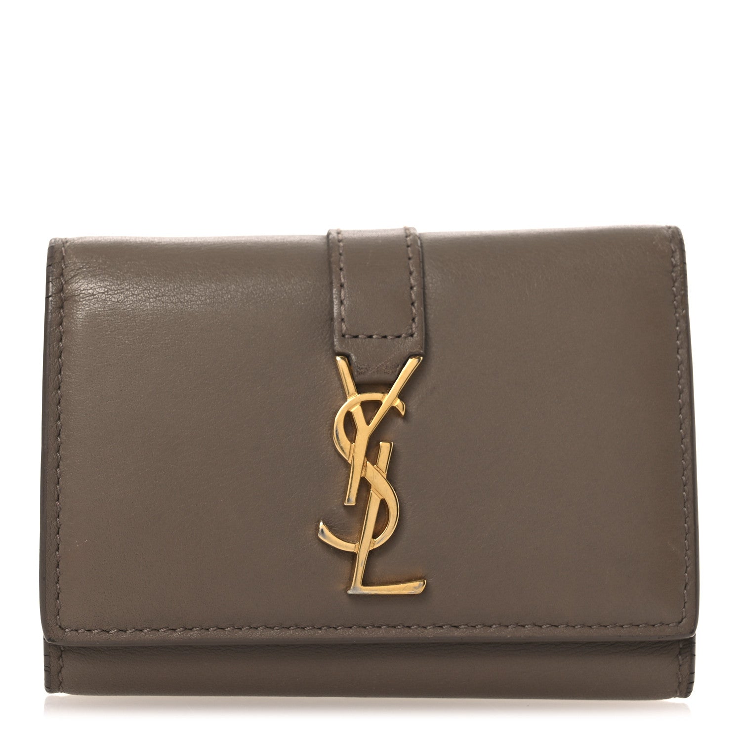 Saint Laurent Smooth Calfskin Monogram Key Case Dark Beige 1759061