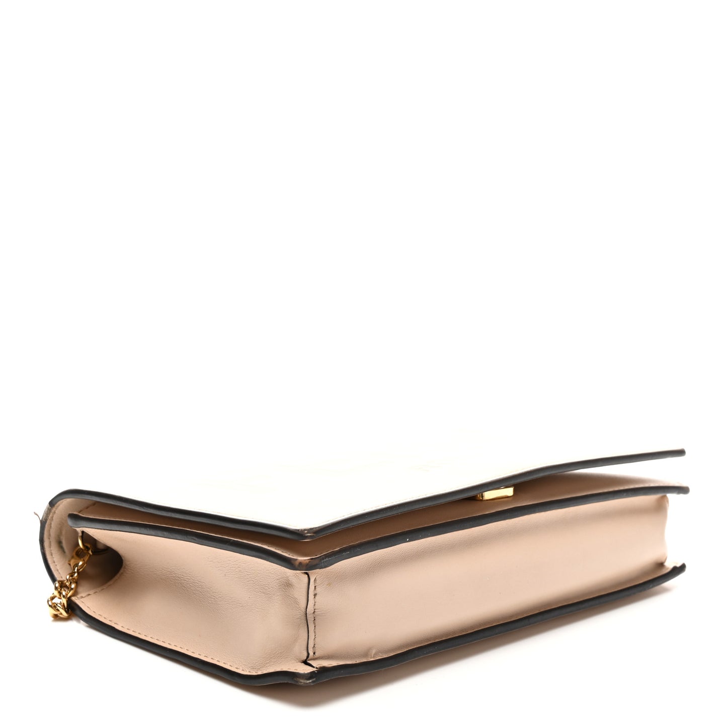 Vitello King Tamponato Logo Embossed Medium Wallet On Chain Poudre