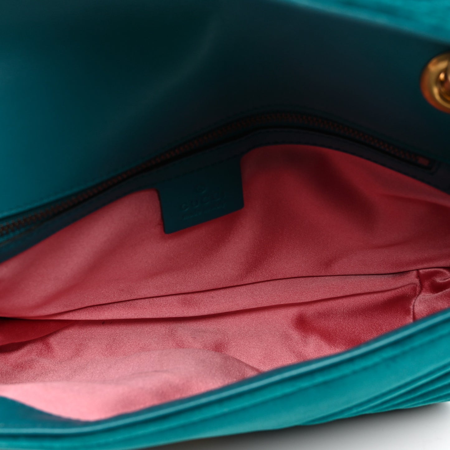Velvet Matelasse Small GG Marmont Shoulder Bag Pavone Cyan